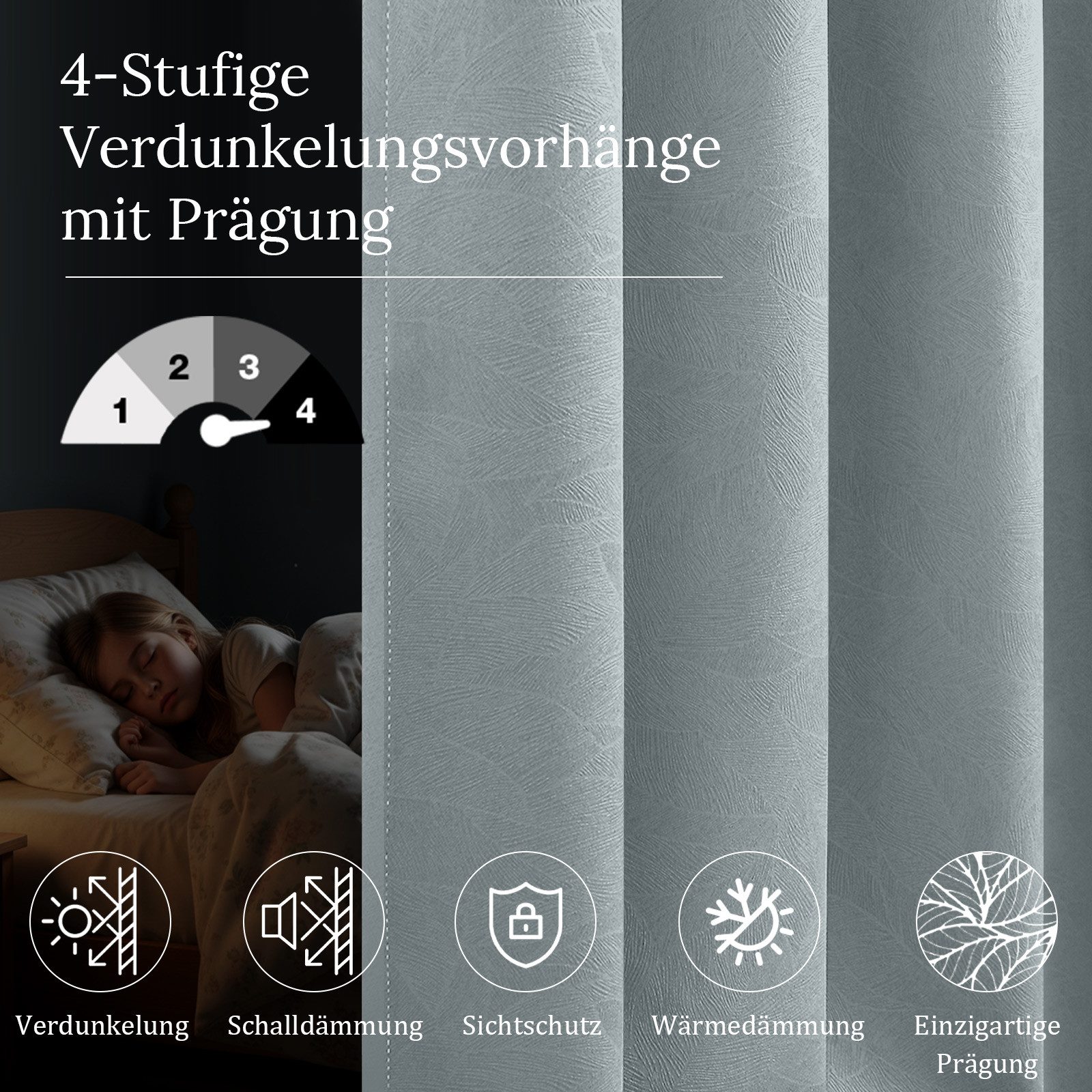 Lapamax Verdunkelungsvorhang Blumenvorhang Kräuselband Blickdicht Vorhang, Thermo Hitzeschutz (2 St), Multifunktionsband, verdunkelnd, Polyester, für Wohnzimmer, Schlafzimmer