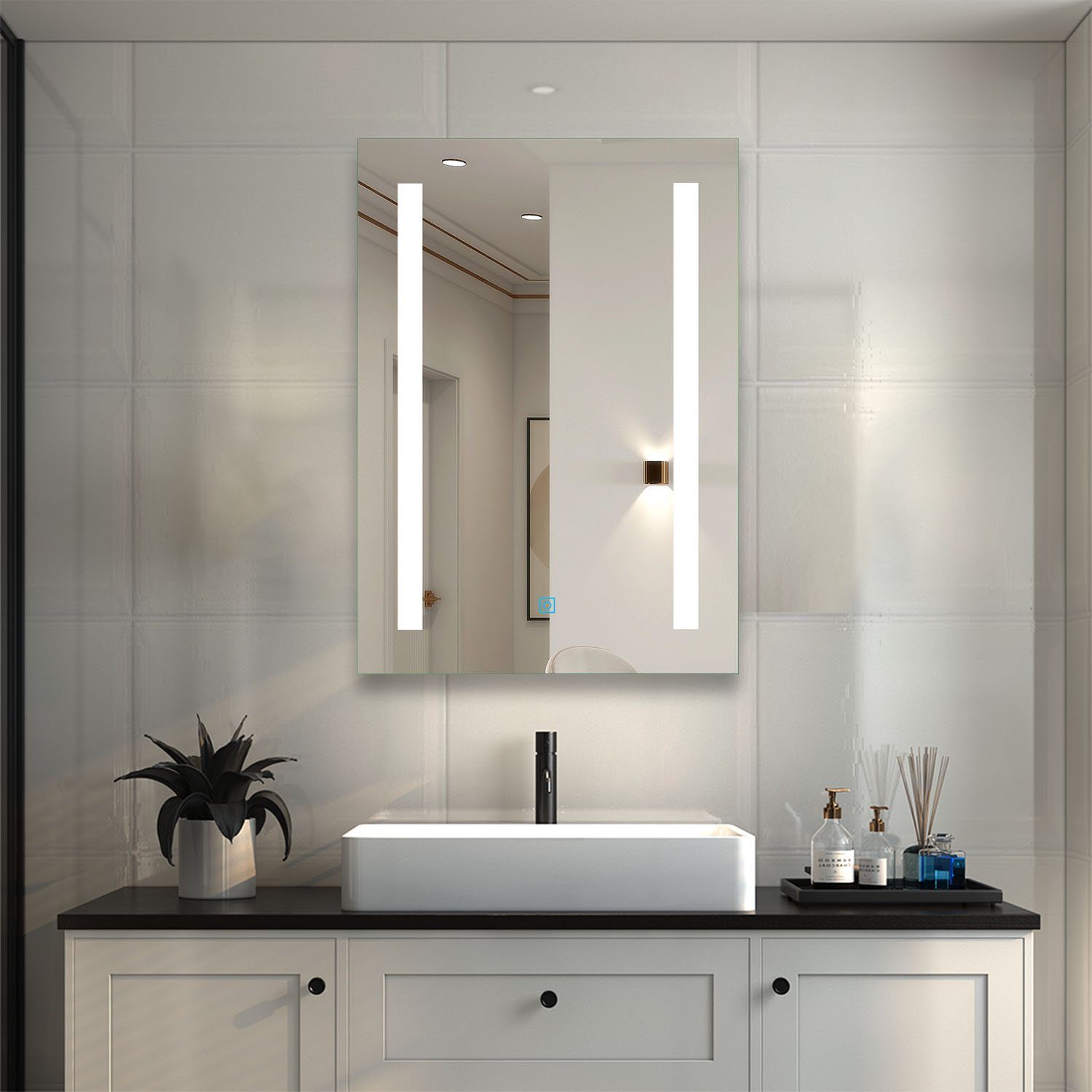 Touch-Schalter duschspa Beleuchtung Kaltweiß mit LED cm, Beschlagfrei 45-80 Badspiegel