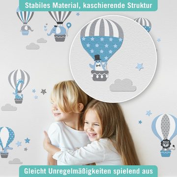 lovely label Wandsticker Heißluftballons grau/blau - Wandtattoo Kinderzimmer Baby Junge