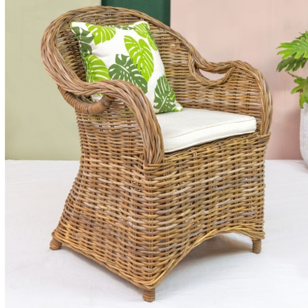 LebensWohnArt Sessel Formschöner Rattan-Sessel CHARLOTTE Natural Grey inkl. günstig online kaufen