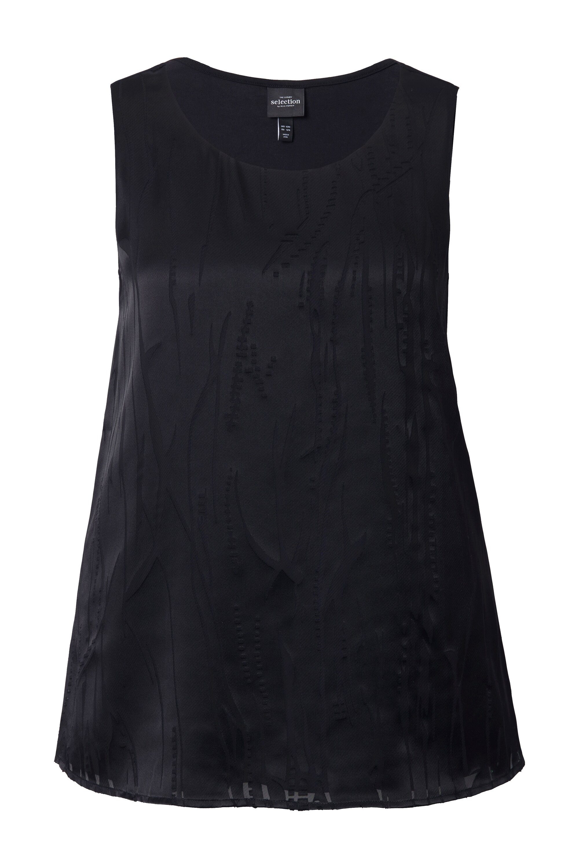 Ulla Popken Spitzenbluse Blusentop A-Linie Ausbrenner-Satin günstig online kaufen