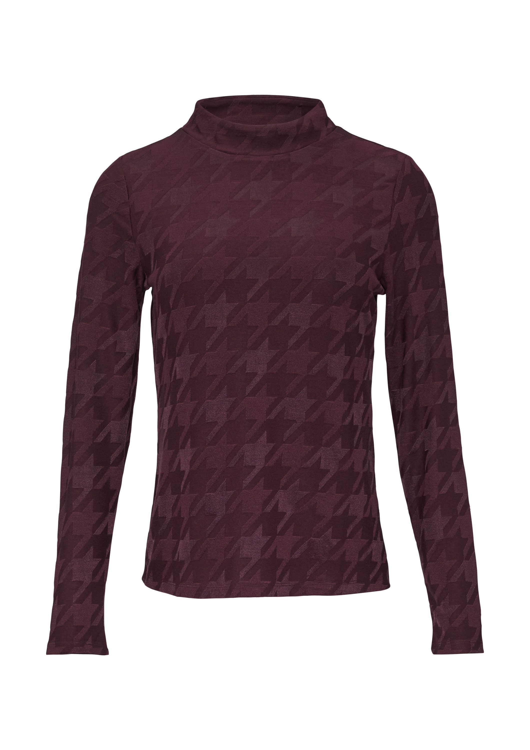 s.Oliver Langarmshirt T-Shirt T-Shirt mit Hahnentrittmuster günstig online kaufen