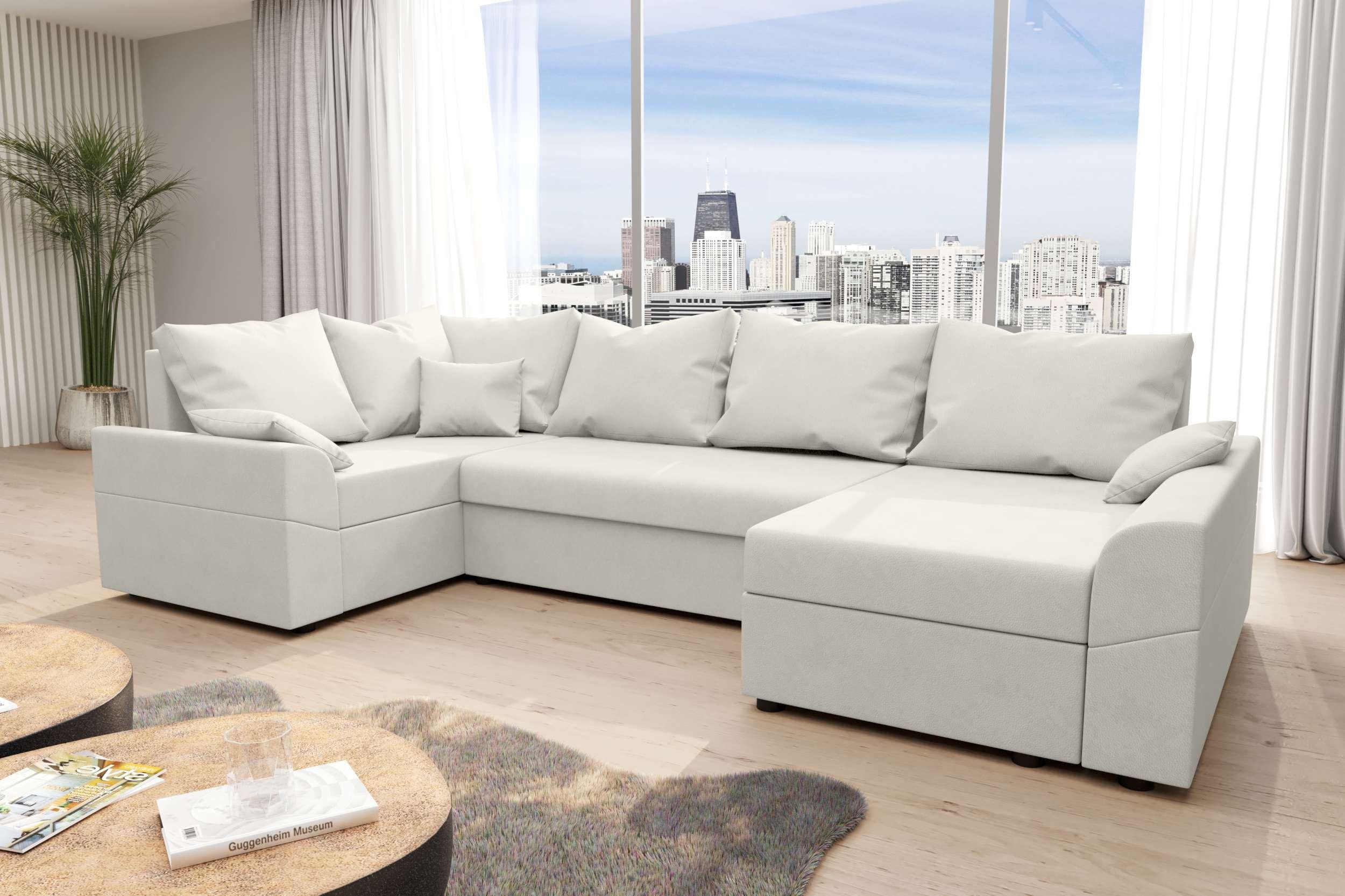 Stylefy Wohnlandschaft Bailey, U-Form, Sitzkomfort, Sofa, Design mit Bettkasten, Modern Eckcouch, mit Bettfunktion