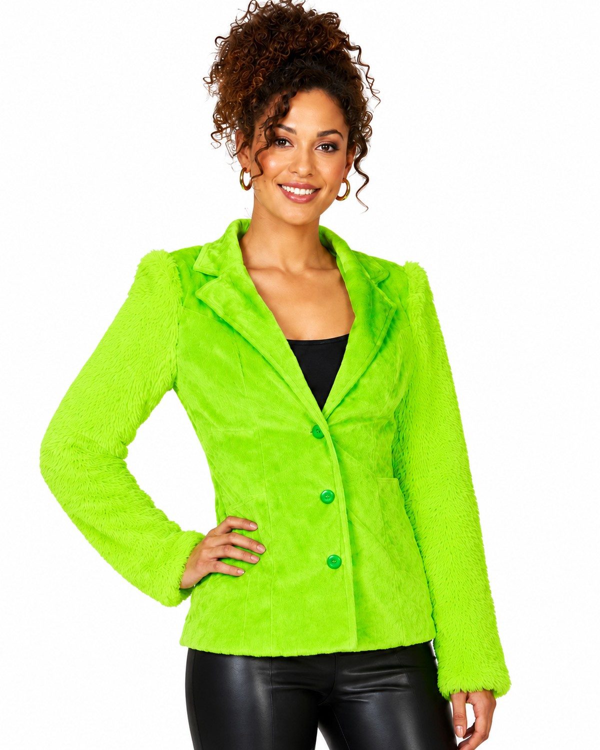Kostüm Hippie Jacke Grace in Plüsch-Optik für Damen - Neo