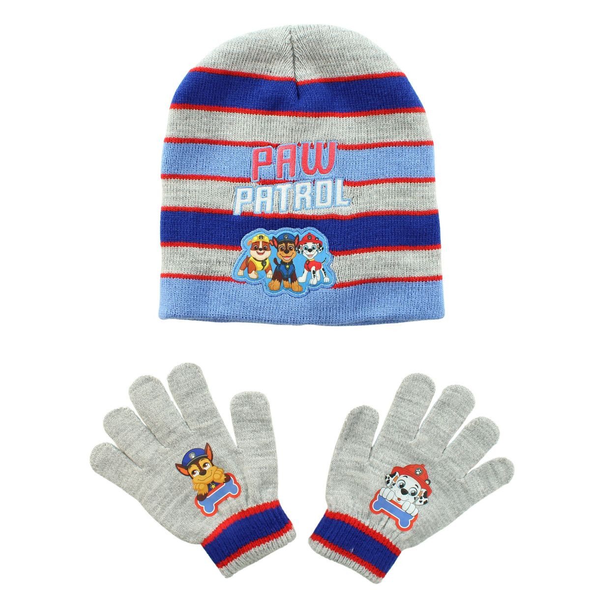 PAW PATROL Jerseymütze Paw Patrol Chase Kinder 2tlg Set Winter Mütze plus Перчатки Gr.54