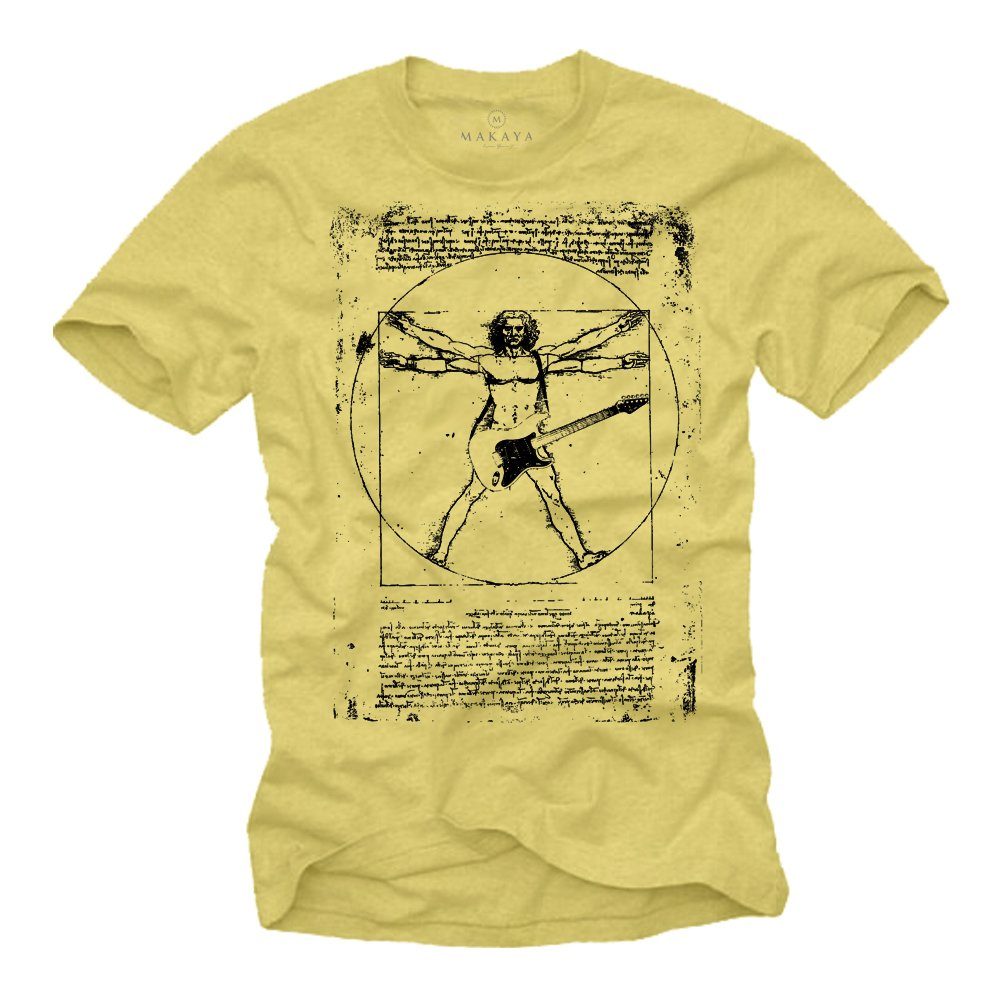 T-Shirt Print-Shirt Geschenk Da Vinci MAKAYA Gitarre aus Bandshirt Jungs Baumwolle Männer Gleb Herren Musik Frontprint,