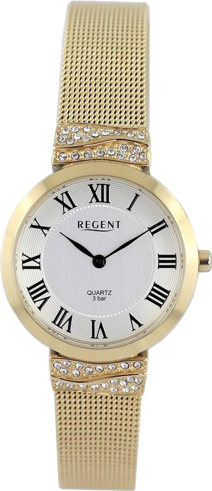 Regent Quarzuhr Analog, groß Regent Armbanduhr Damen 30mm), Damen (ca. Metallarmband Armbanduhr extra rund