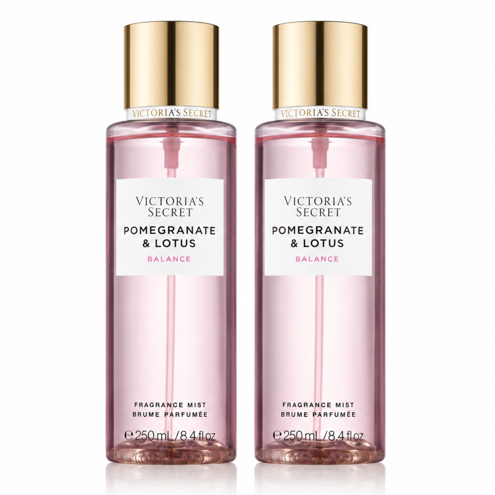 Victorias Secret Körperspray Pomegranate & Lotus Fragrance Mist Doppelpack 2 × 250 ml, Doppelpack mit fruchtig-frischem Duft und 500 ml Gesamtinhalt