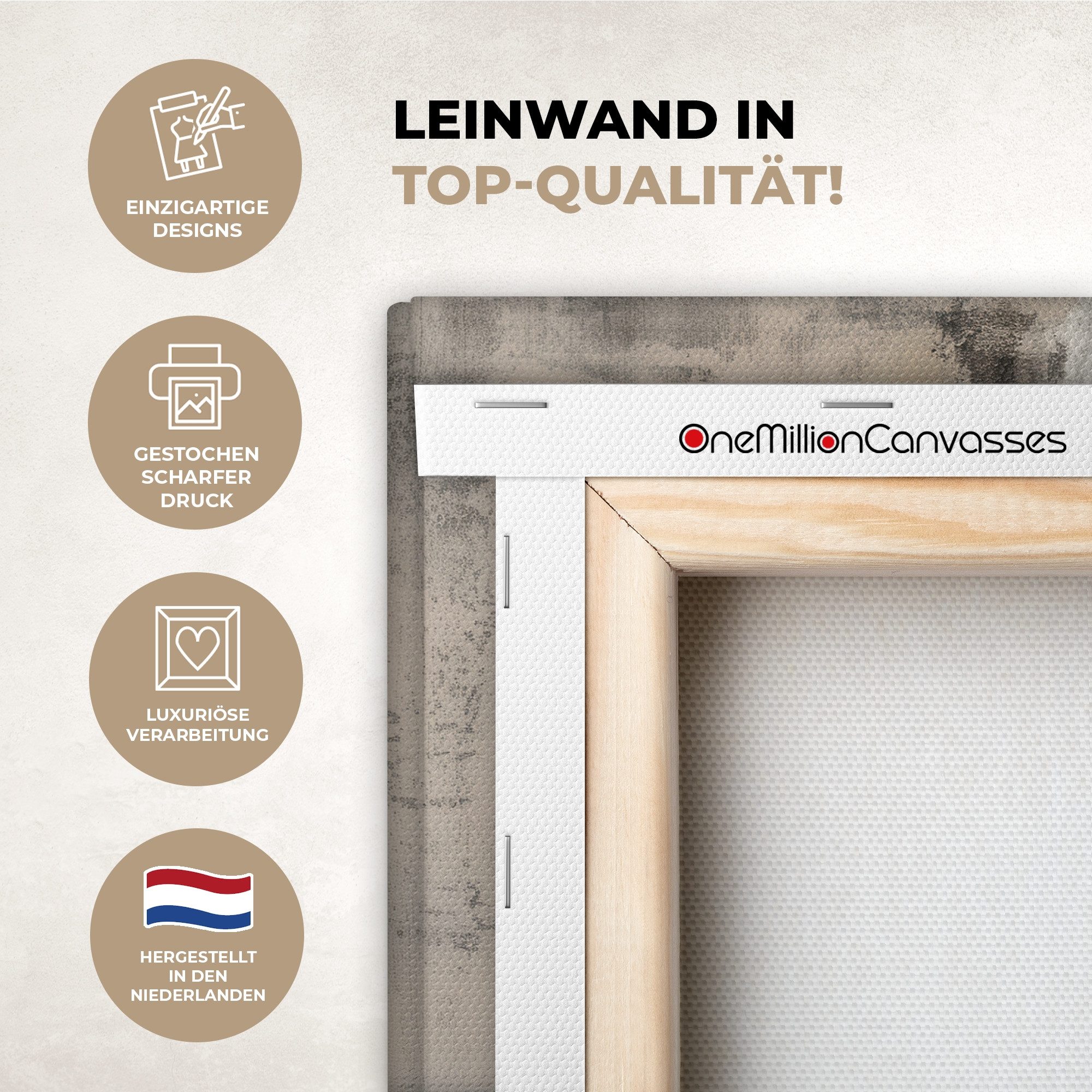 OneMillionCanvasses® Leinwandbild Wabi sabi - Pflanze - Beige, Fotodruck (1 St), Leinwand Bilder Klein, Wand Dekoration Aesthetic 30x20 cm