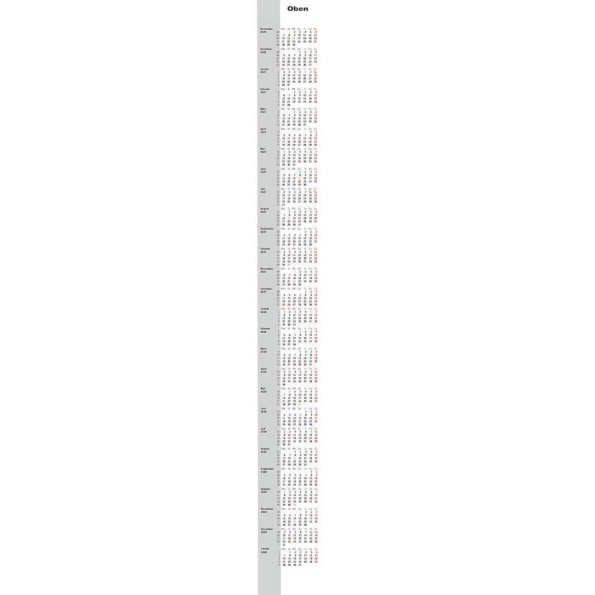 RIDO Querkalender rido/idé Kalender 2-Jahres-Ersatzkalendarium 2027/2028, 94×1320 mm