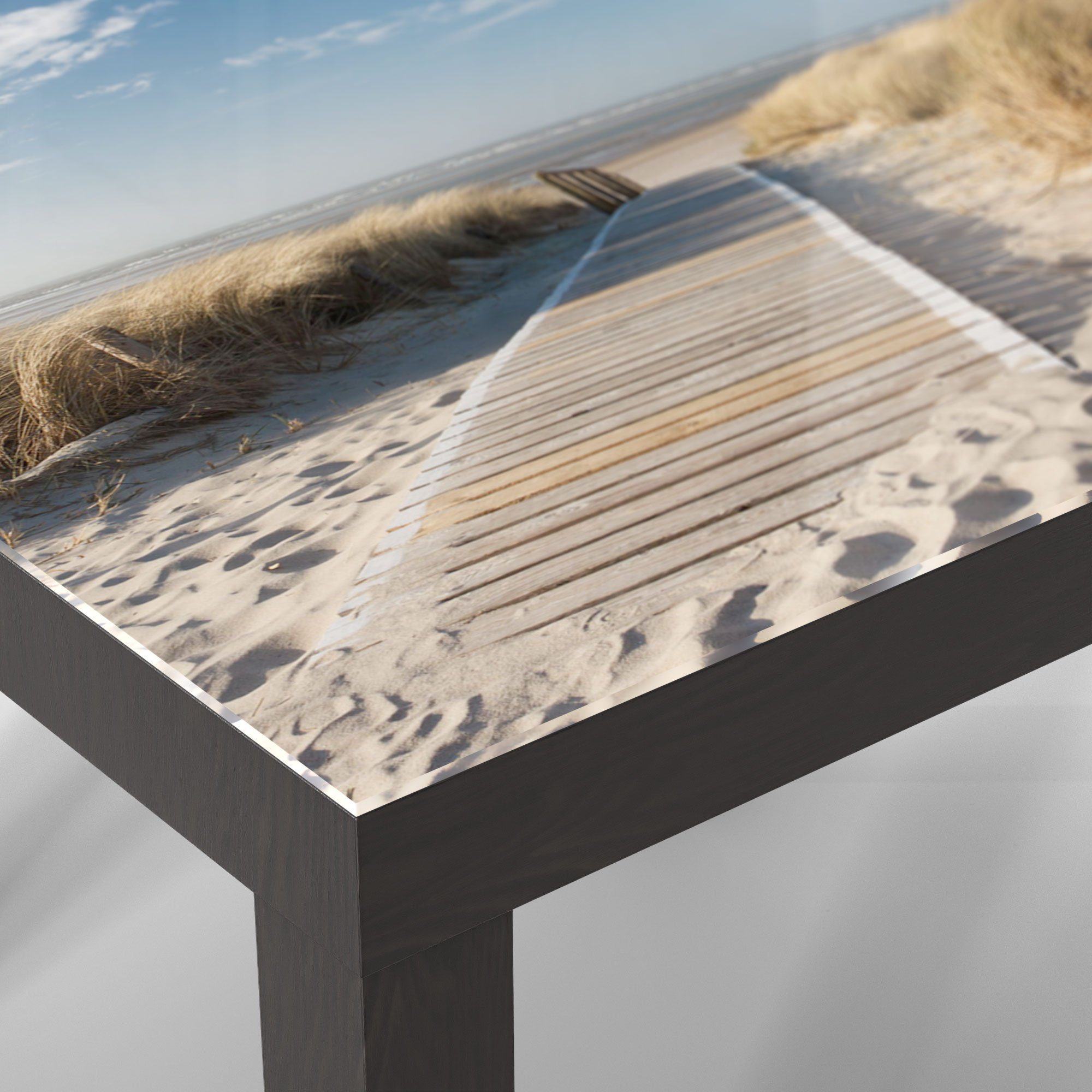 Meer', am modern DEQORI 'Strandaufgang Schwarz Beistelltisch Glas Glastisch Couchtisch