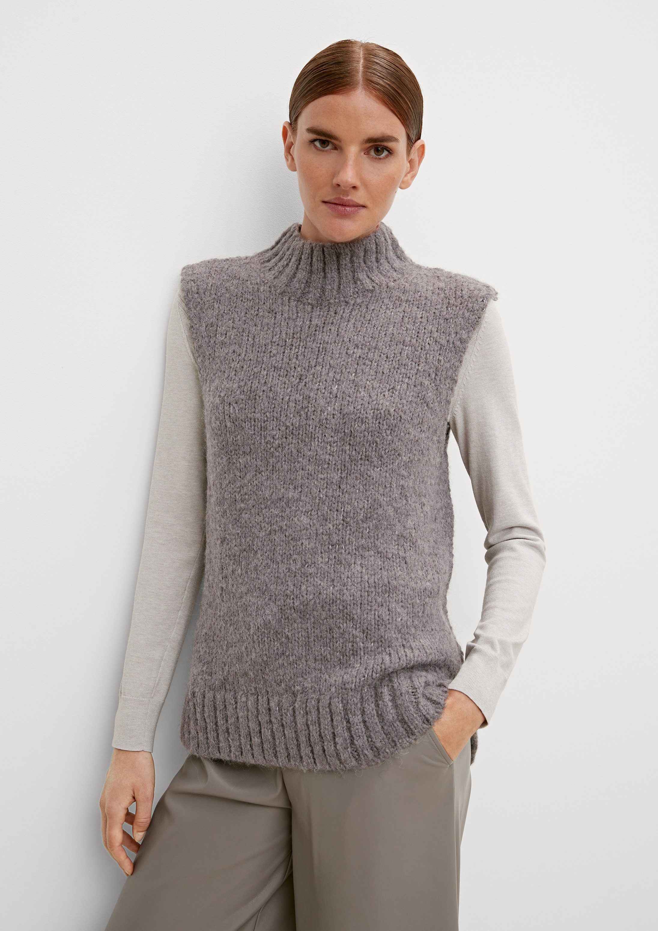 comma Rundhalspullover Strickpullunder Strickpullunder aus Alpakamix