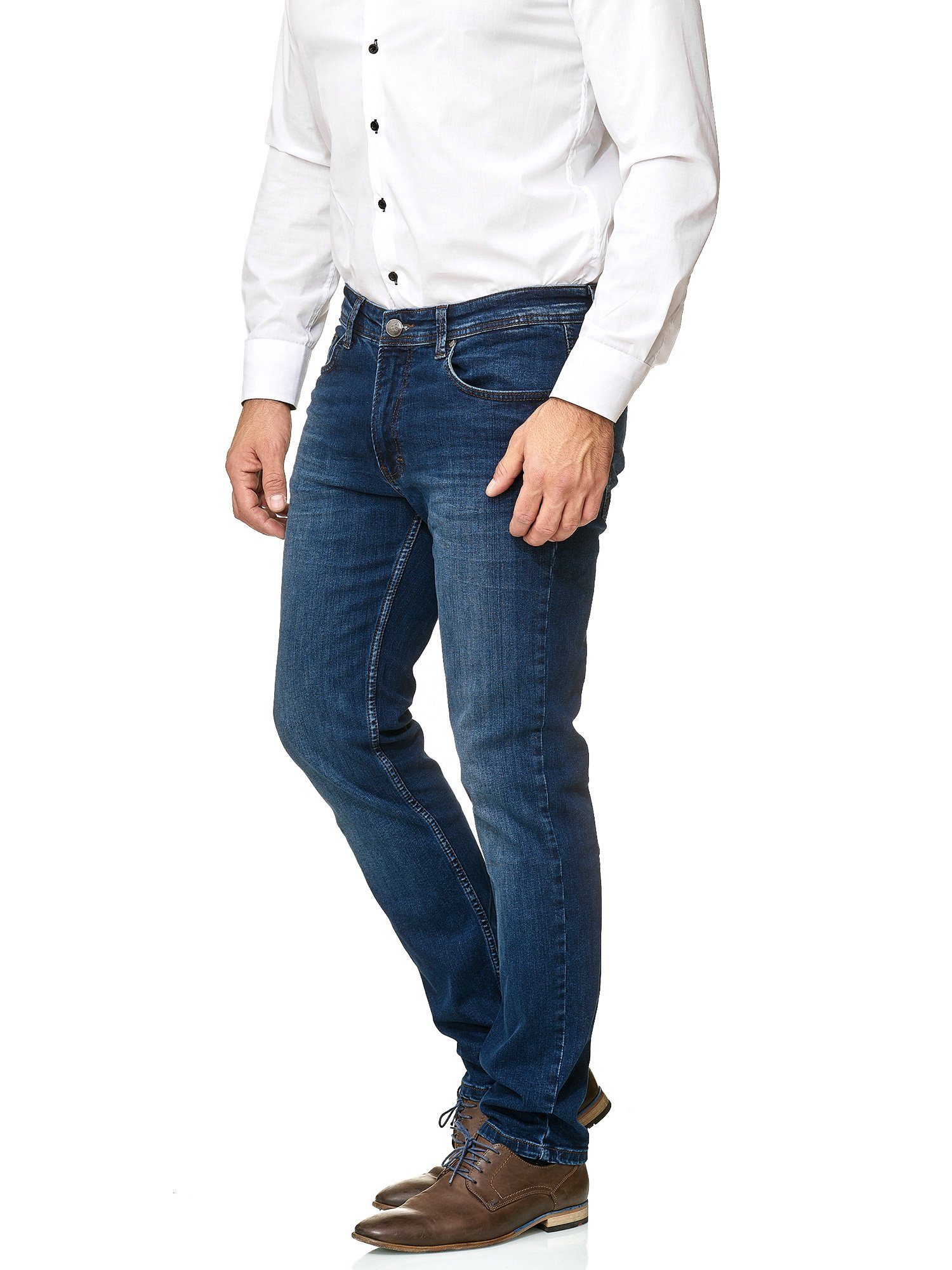 BARBONS 5-Pocket-Jeans Herren 02-Blau Fit 5-Pocket Design Regular