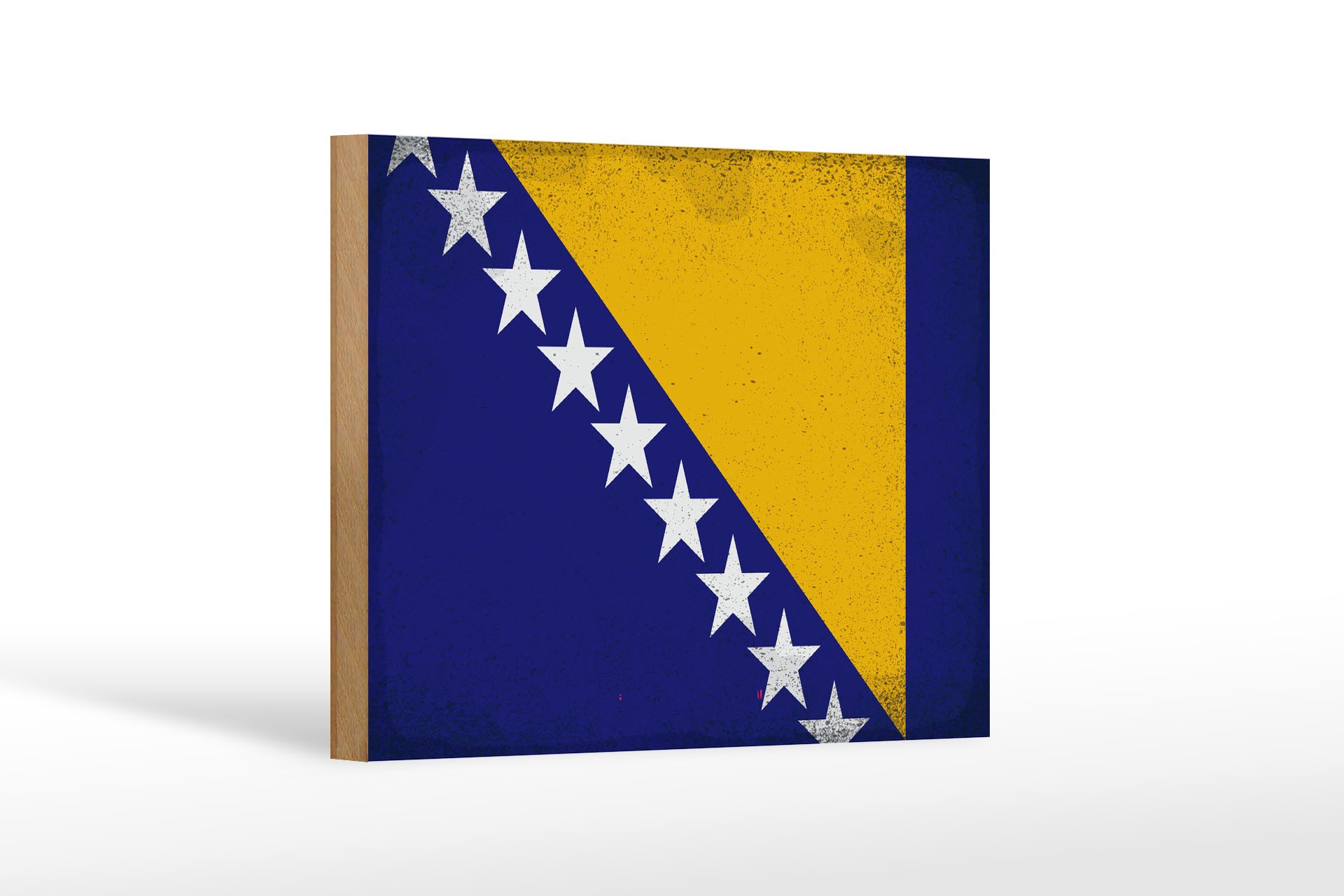 Femer GmbH Holzbild Flagge Bosnien und Herzegowina 18x12 cm Vintage, Flaggen (1 St), Glatte Holzfaserplatte (MDF), vorn beschichtet