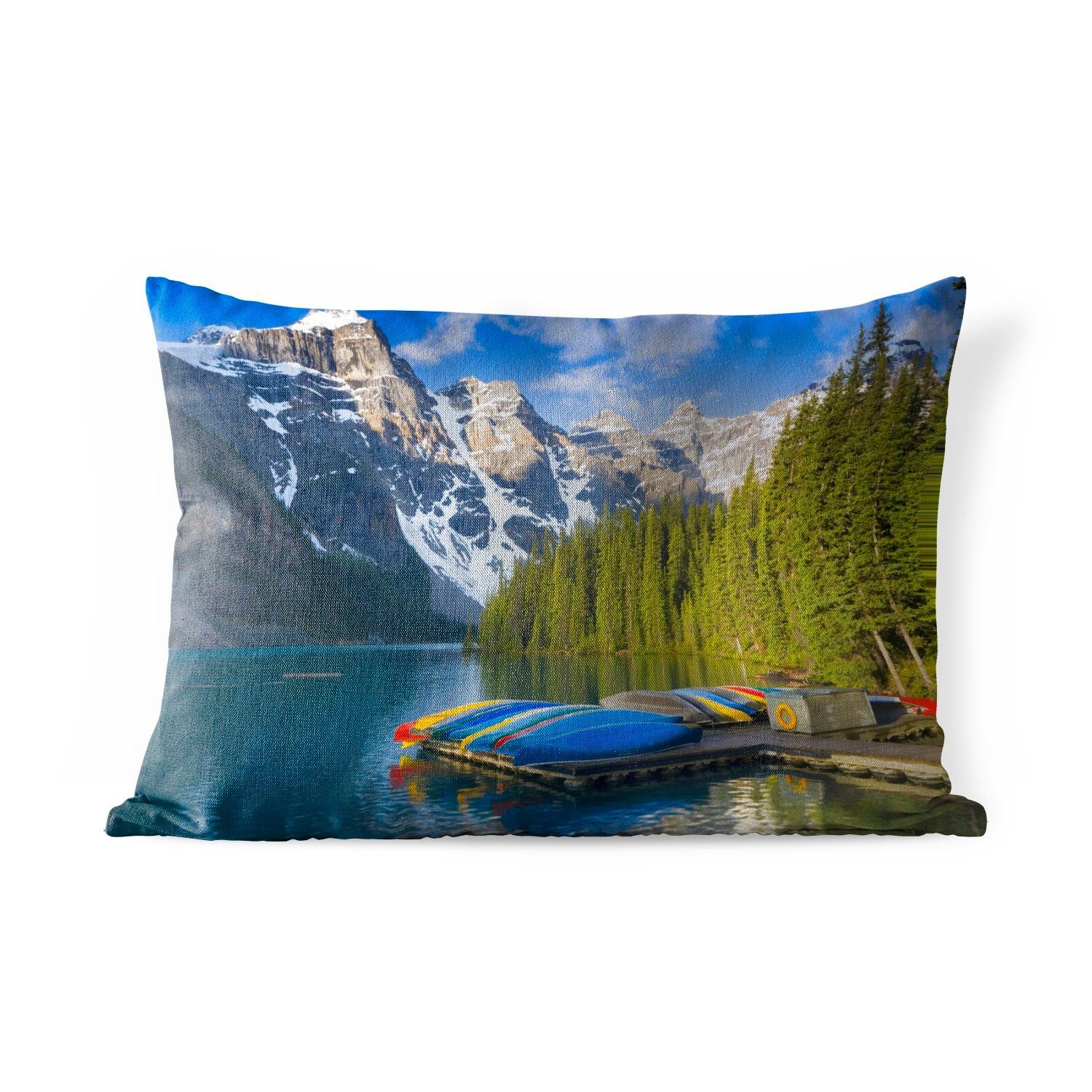 MuchoWow Dekokissen Kanus im Banff-Nationalpark in Kanada, Outdoor-Dekorationskissen, Polyester, Dekokissenbezug, Kissenhülle | Dekokissen