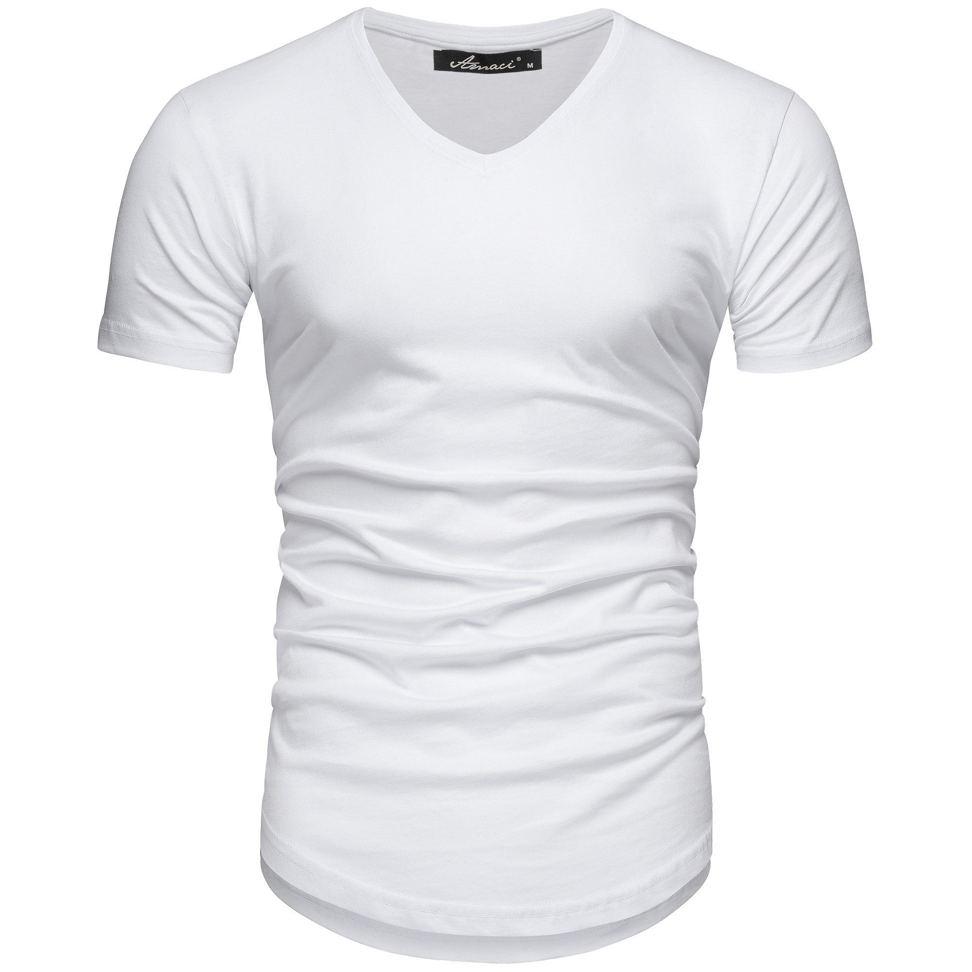 Amaci&Sons T-Shirt BELLEVUE Basic Oversize T-Shirt mit V-Ausschnitt Herren Oversize Vintage V-Neck Basic V-Ausschnitt Shirt Weiß