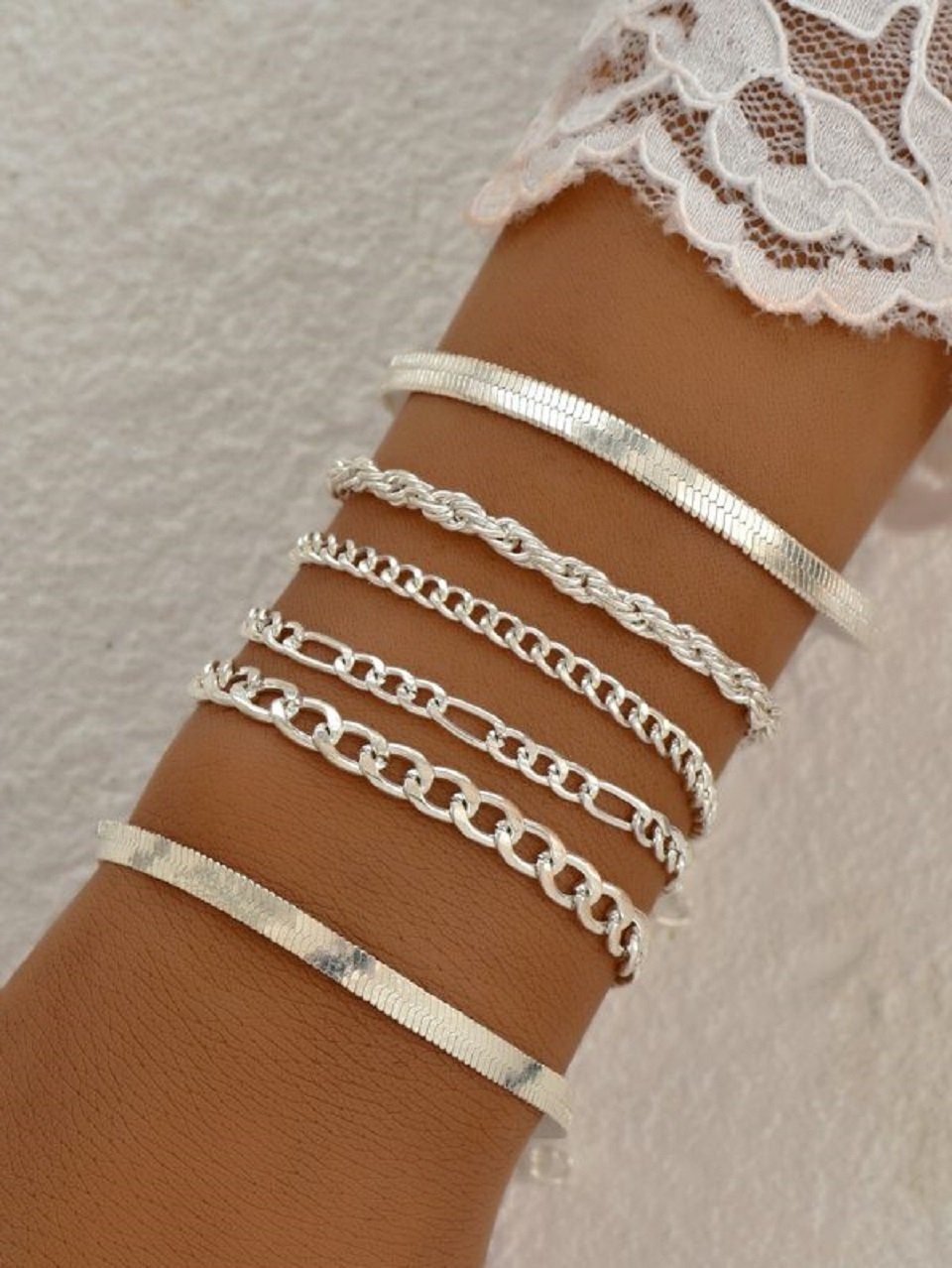 GOLDKLEIN Schmuckset 6 Stück Silber Edelstahl Armbänder Schmuck (6-tlg), An günstig online kaufen