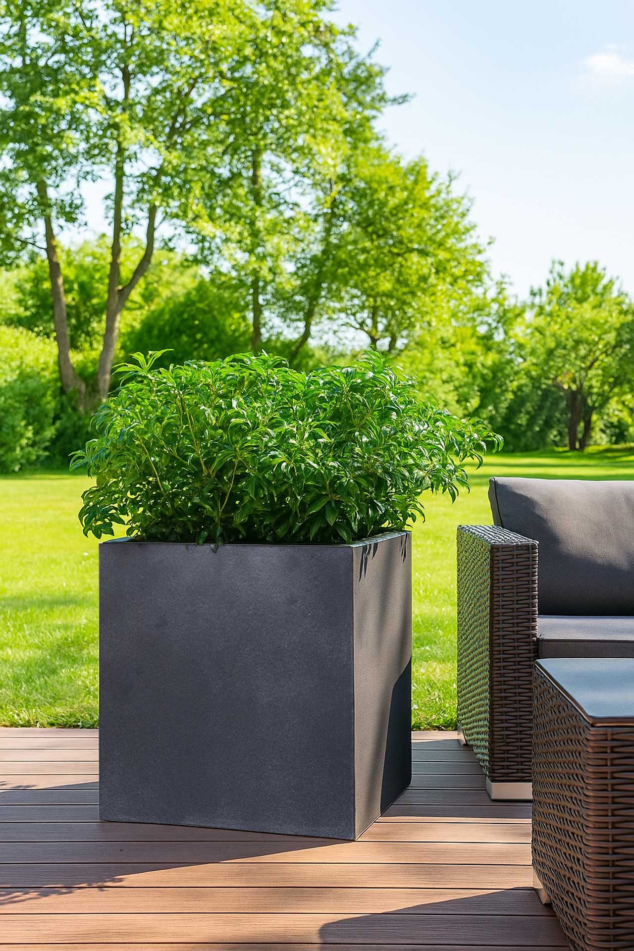 VIVANNO Pflanzkübel Fiberglas BLOCK Würfel - günstig online kaufen