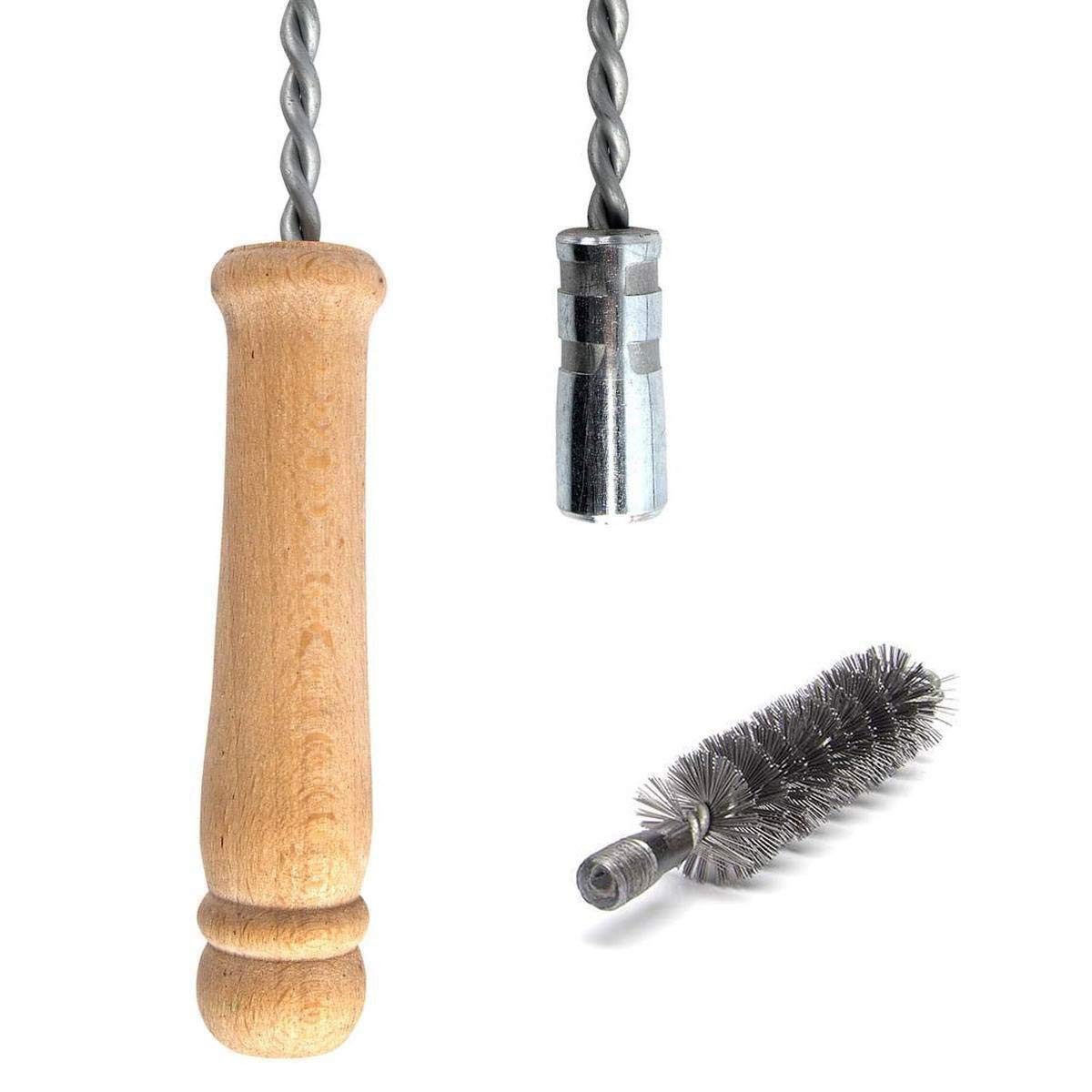 HOLZBRINK Drahtbürste FLEXIBEL Holzgriff M12 Длина 100cm, (SET, 2-teilig), 25 mm Heizkesselbürste Kesselbürsten Ofenbürste Ofenrohr reinigen