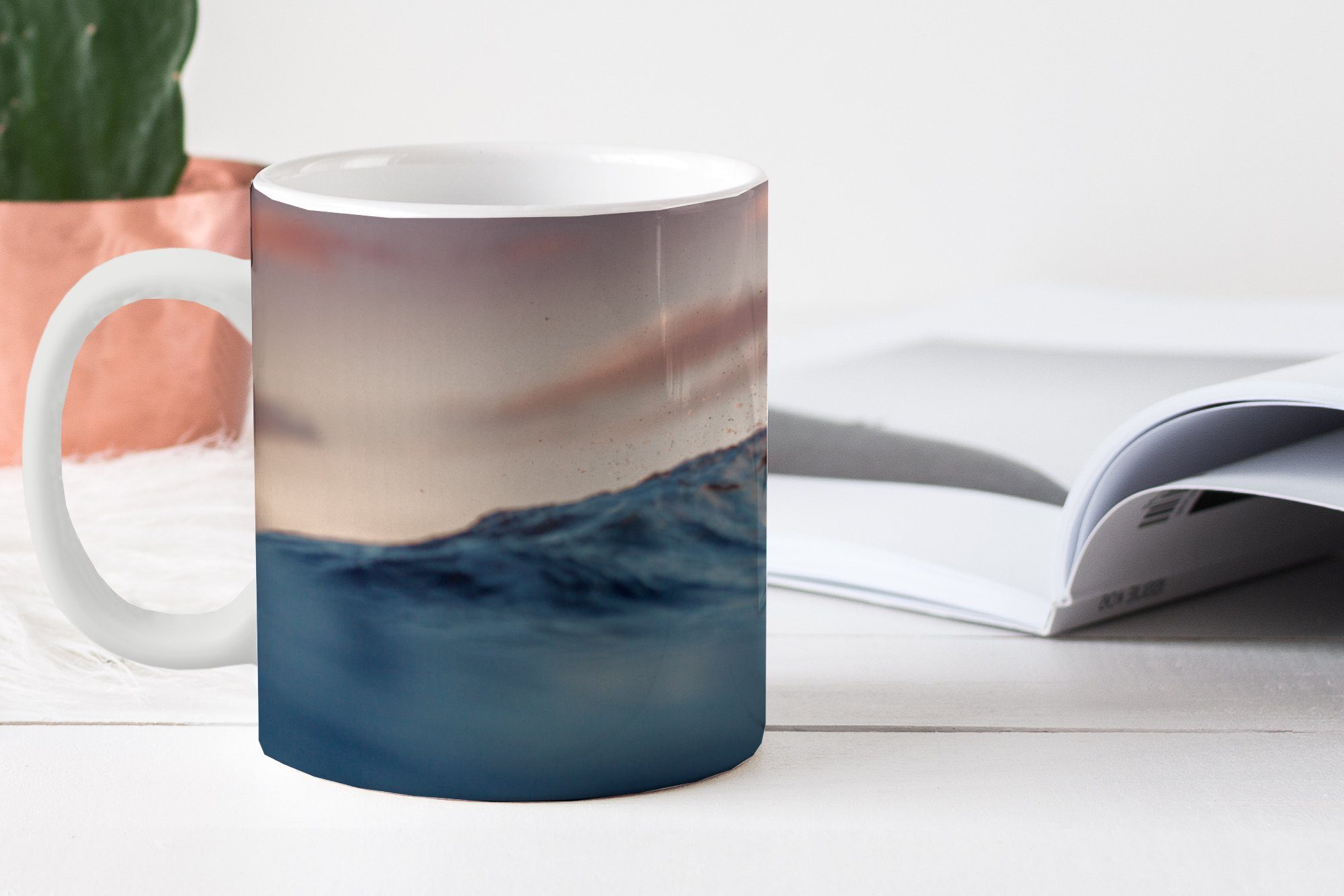 MuchoWow Tasse Ruhige Wellen Sonnenuntergang, bei Geschenk Teetasse, Teetasse, Keramik, Becher, Kaffeetassen