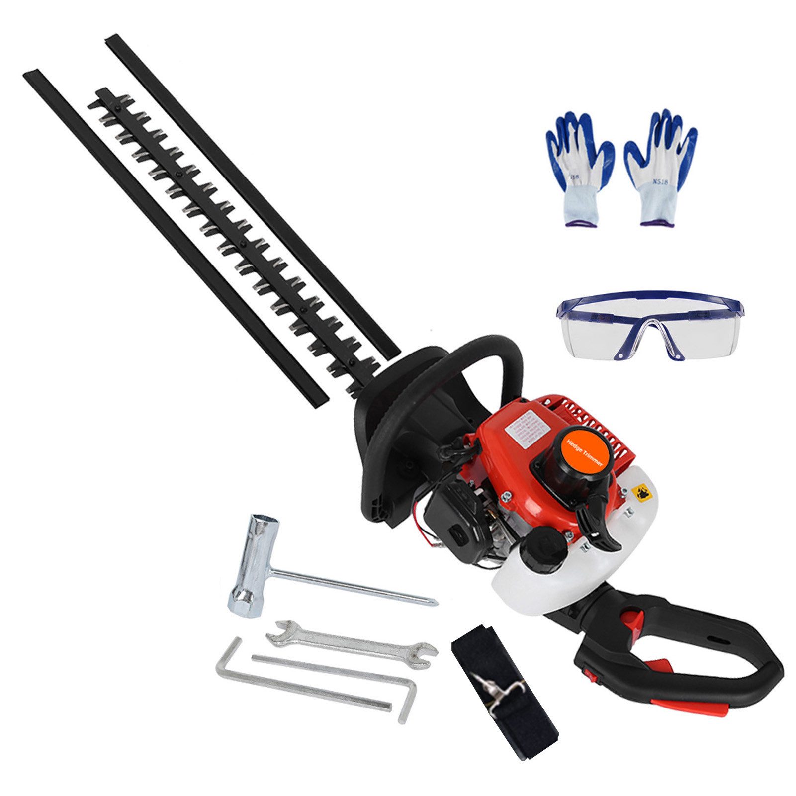 Rutaqian Benzin-Heckenschere Heckenschere,Kraftstoffsparender Heckenschneider mit geringer Stimme, bis 1,00 m Arbeitshöhe, (1 St), 26cc 7500RPM Heckenschere , Schnittlänge 61cm