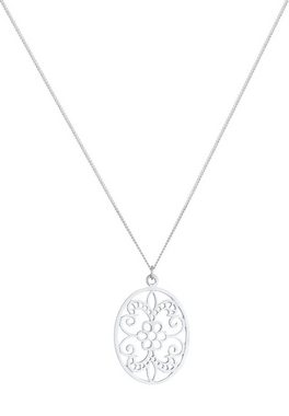 Elli Kette mit Anhänger Ornament Floral Orientalisch Oval 925 Silber, Blume