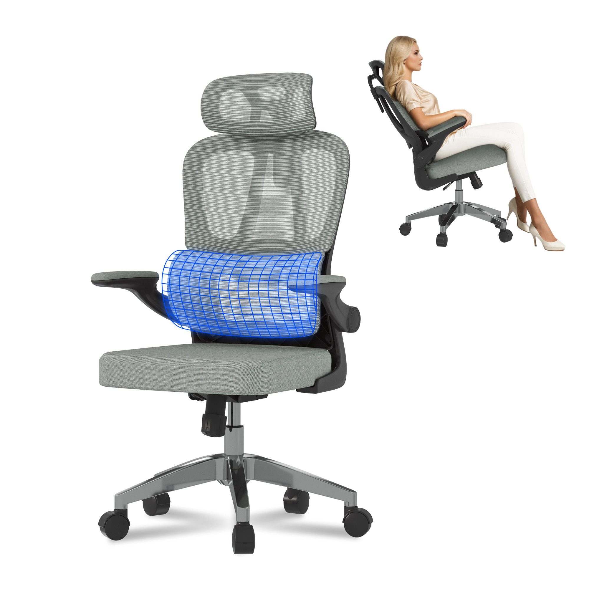 FLEXISPOT Bürostuhl Ergonomischer Schreibtischstuhl (mit 2D-Kopfstütze, Kla günstig online kaufen