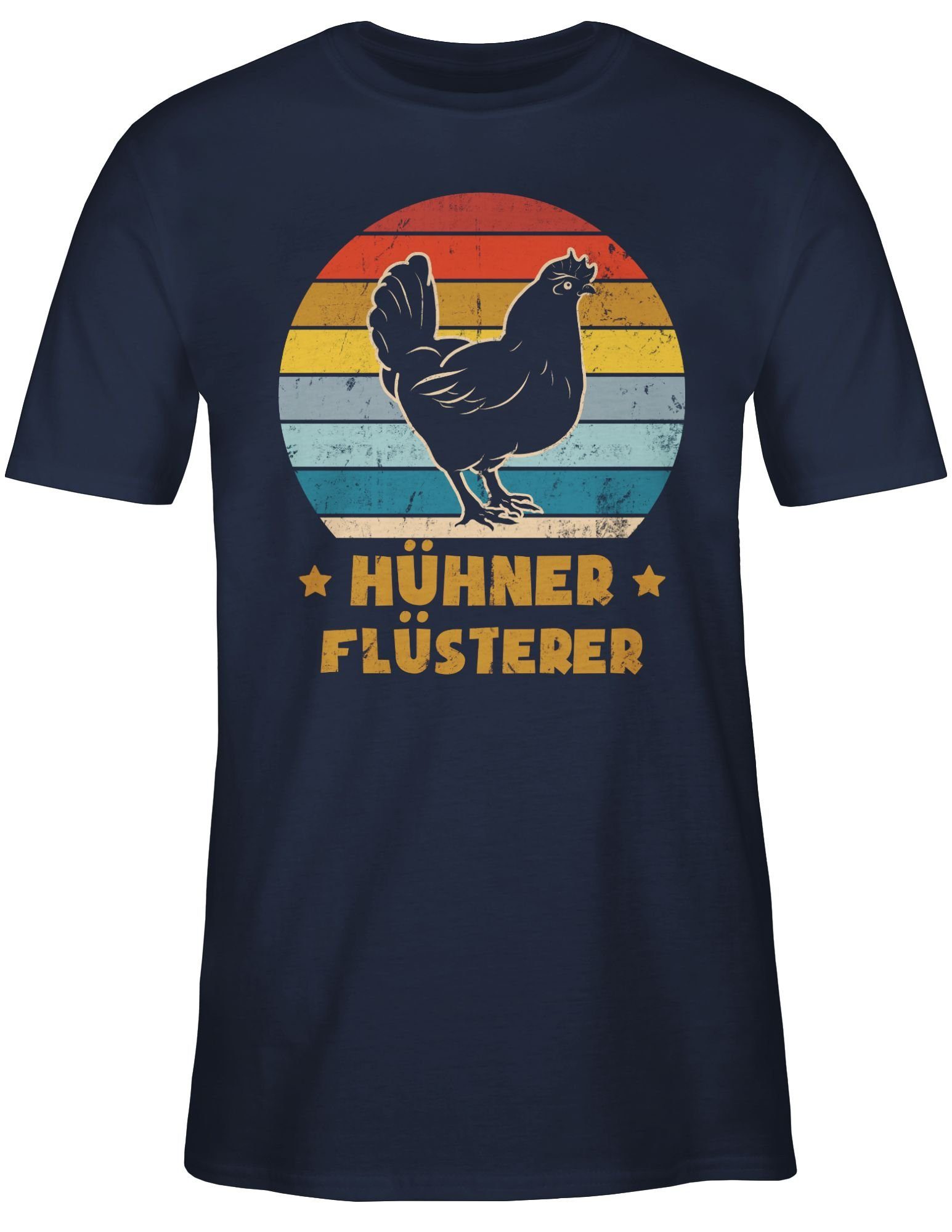 Flüsterer Henne Sprüche Vintage mit Statement Shirtracer Hühner Blau Navy T-Shirt 03 Spruch