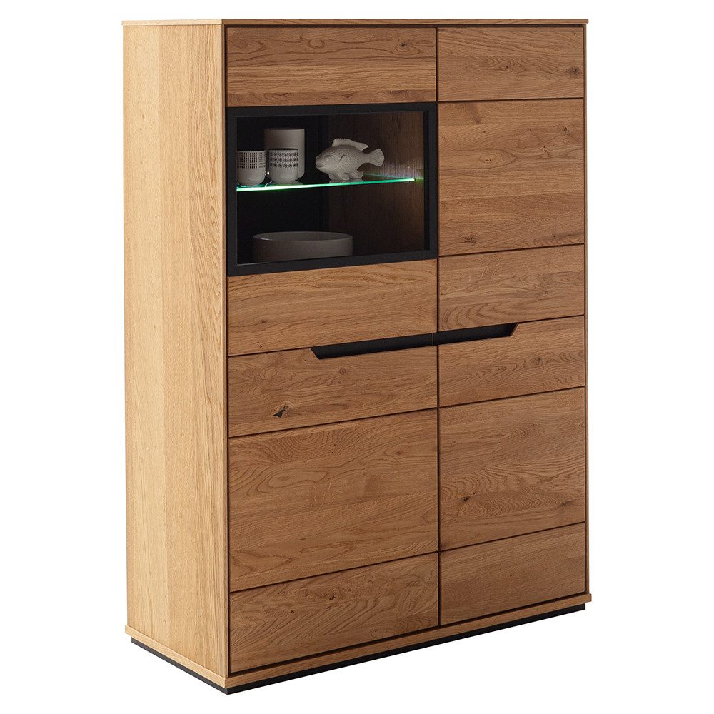 Lomadox Highboard AVESTA-06, in Eiche teilmassiv, 93 cm breit, inkl. LED-Beleuchtung