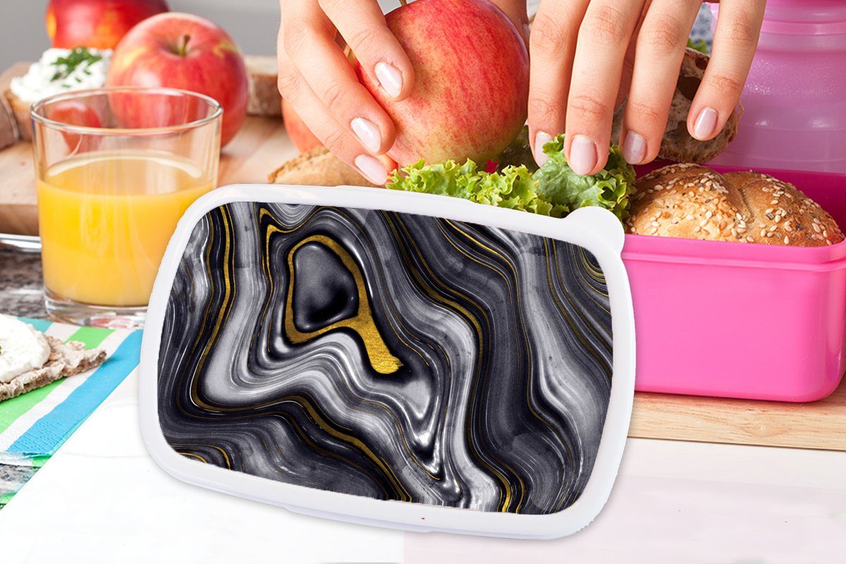 MuchoWow Lunchbox - Kinder, Geode Brotbox Kunststoff, rosa (2-tlg), Snackbox, Marmor, Mädchen, Kunststoff - - Achat Brotdose Steine für Erwachsene