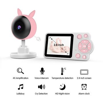 GOOLOO Babyphone Video-Babyphone mit Kamera Überwachungskamera 2.8 Zoll, 2-tlg., mit VOX Modus 2.4 GHz Gegensprechfunktion, Nachtsicht, Schlaflieder, Bis zu 200M,2-Wege-Audio, kein WiFi