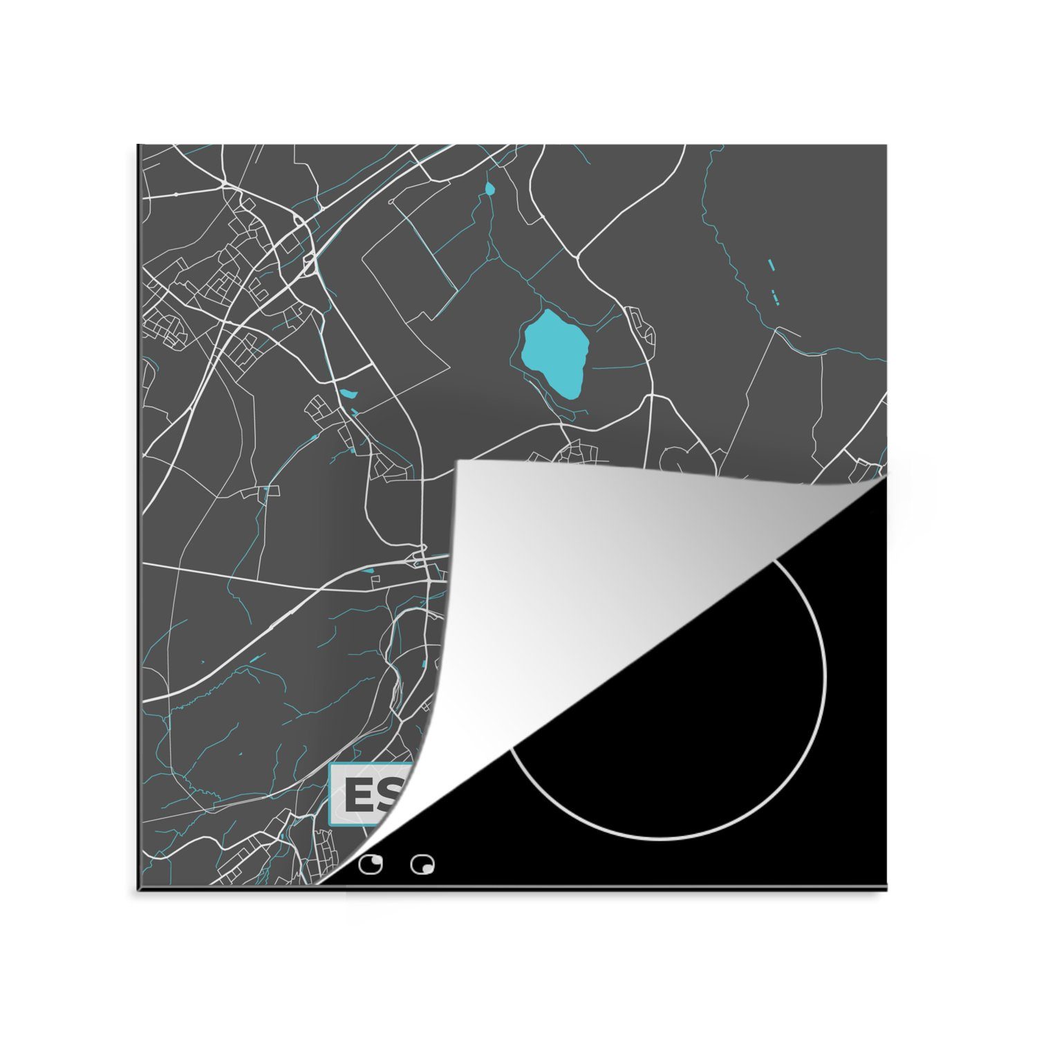 MuchoWow Herdblende-/Abdeckplatte Stadtplan - Eschweiler - Deutschland - Karte, Vinyl, (1 tlg), 78x78 cm, Ceranfeldabdeckung, Arbeitsplatte für küche