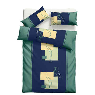Bettwäsche Olanis in Gr. 135x200 oder 155x220 cm, my home, Linon, 2 teilig, Bettwäsche aus Baumwolle, Bettwäsche mit grafischem Design