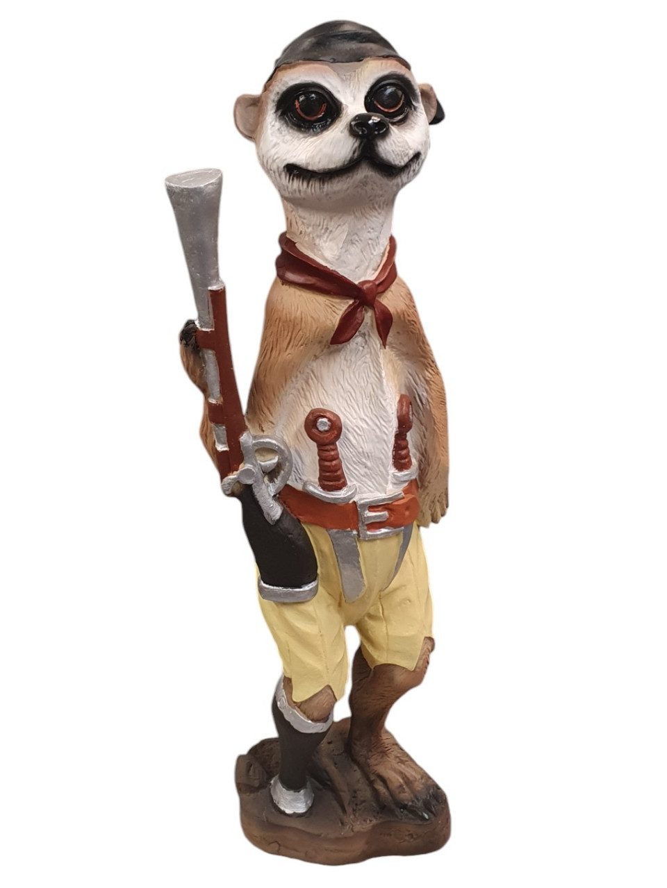 Figurendiscounter Gartenfigur Figur Erdmännchen -Pirat mit Flinte 61 x 16 x 14