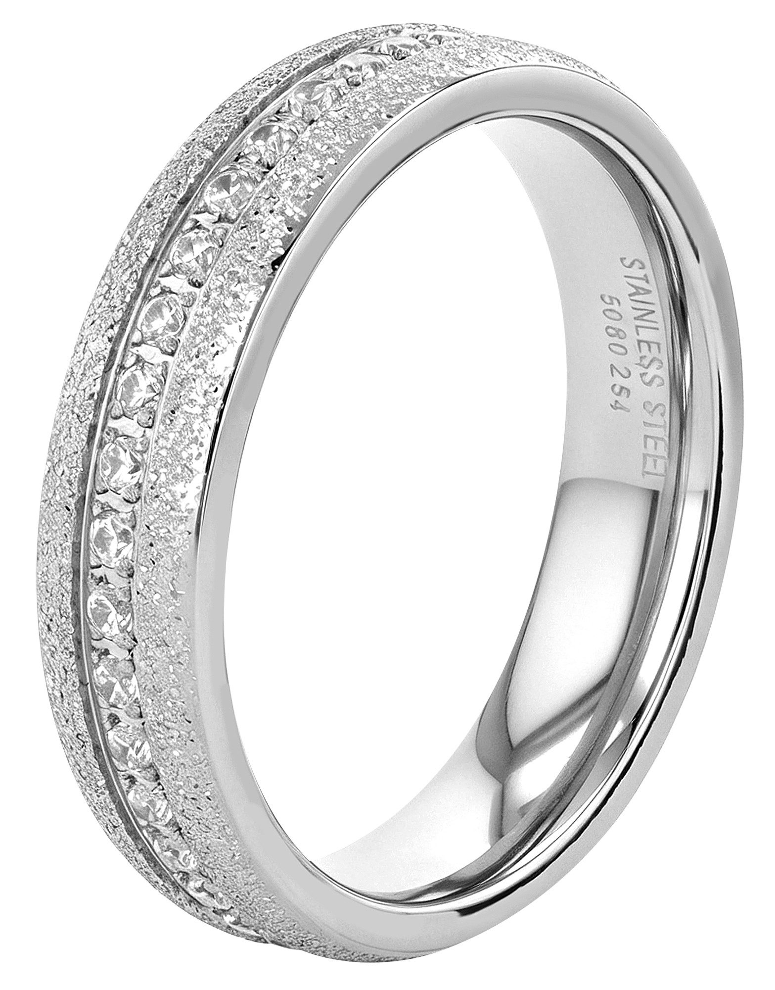 AKZENT Fingerring EwigZwei, Edelstahl, gravierbar
