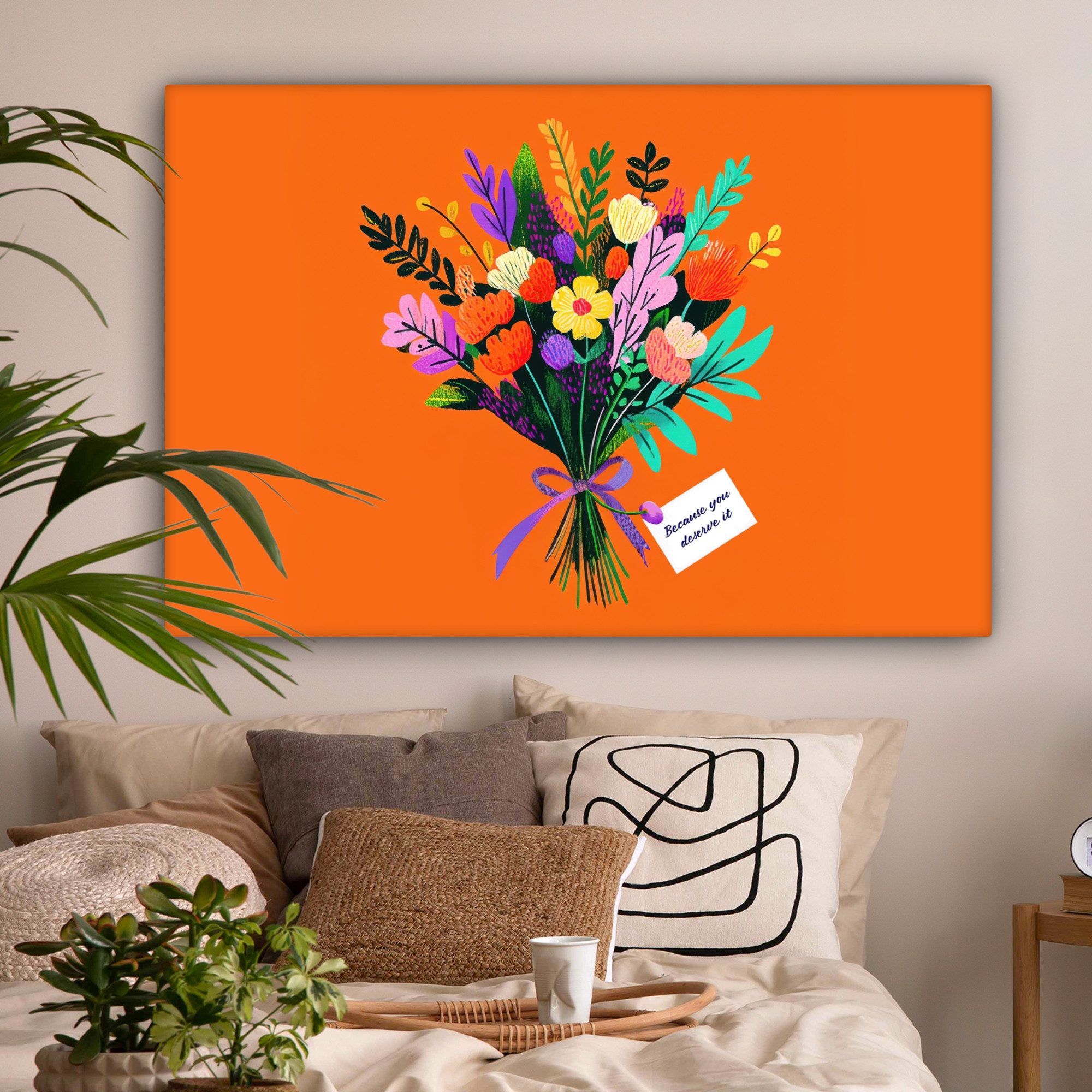 OneMillionCanvasses® Leinwandbild Karte - Blumenstrauß - Blumen - Muttertagsgeschenk, Fotodruck (1 St), Leinwandbilder XXL Wohnzimmer, Deko Aesthetic 150x100 cm