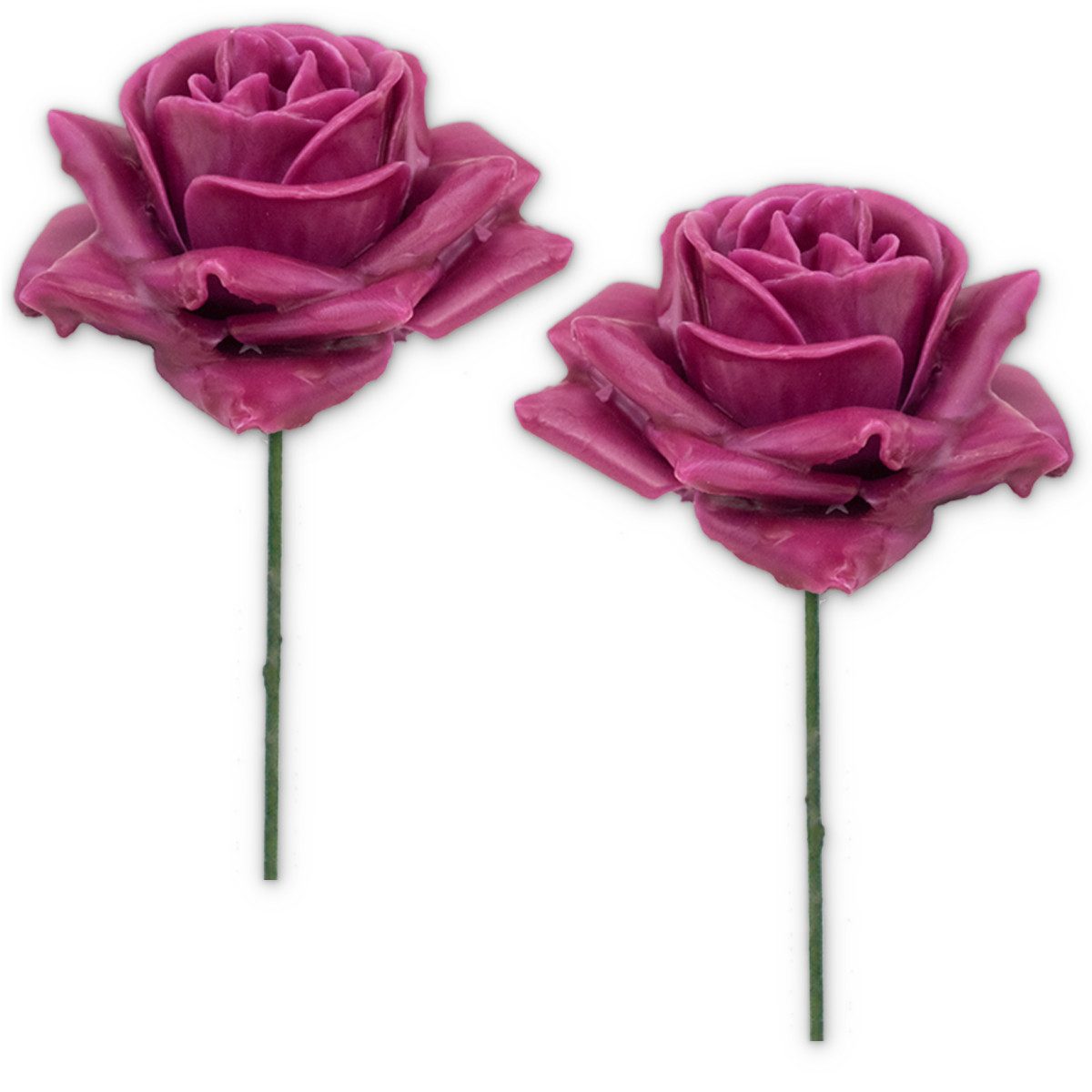 Kunstblume Wachsrosen mit Stiel als Kunstrosen Rosen-Blüten in rosa pink Ro günstig online kaufen