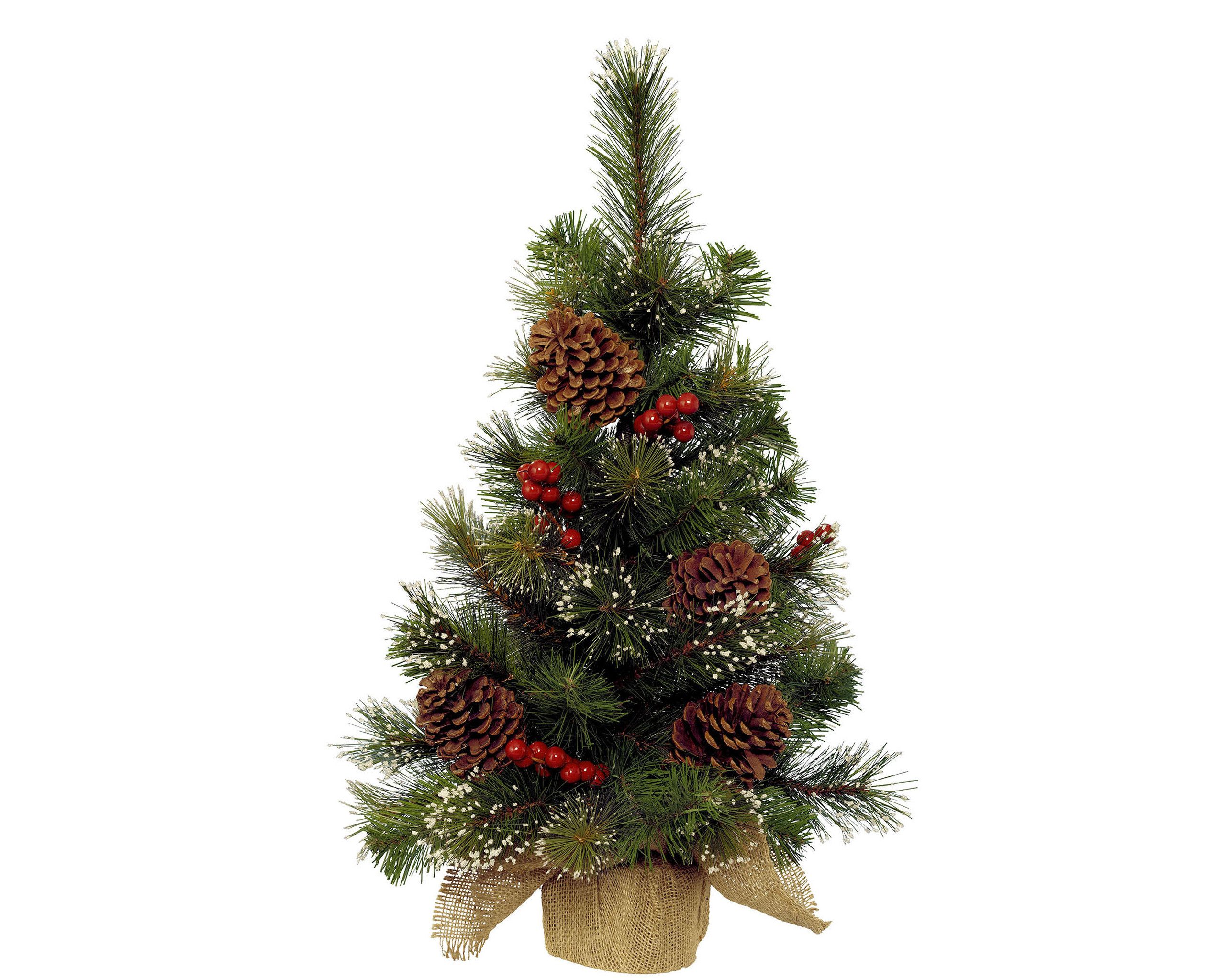 Kaemingk Season Decorations (KSD) Künstlicher Weihnachtsbaum, Tannenbaum künstlich mit Beeren und Zapfen im Jutesack 60cm - Grün