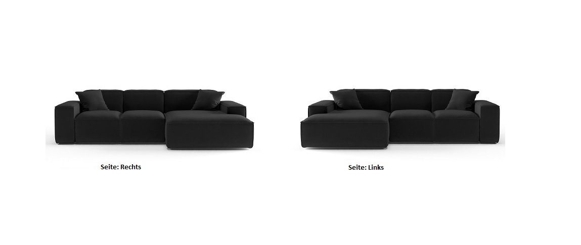 Fun Möbel Ecksofa Ecksofa Designersofa NANCY mit Ottomane in Stoff Harmony, Rundumbezug