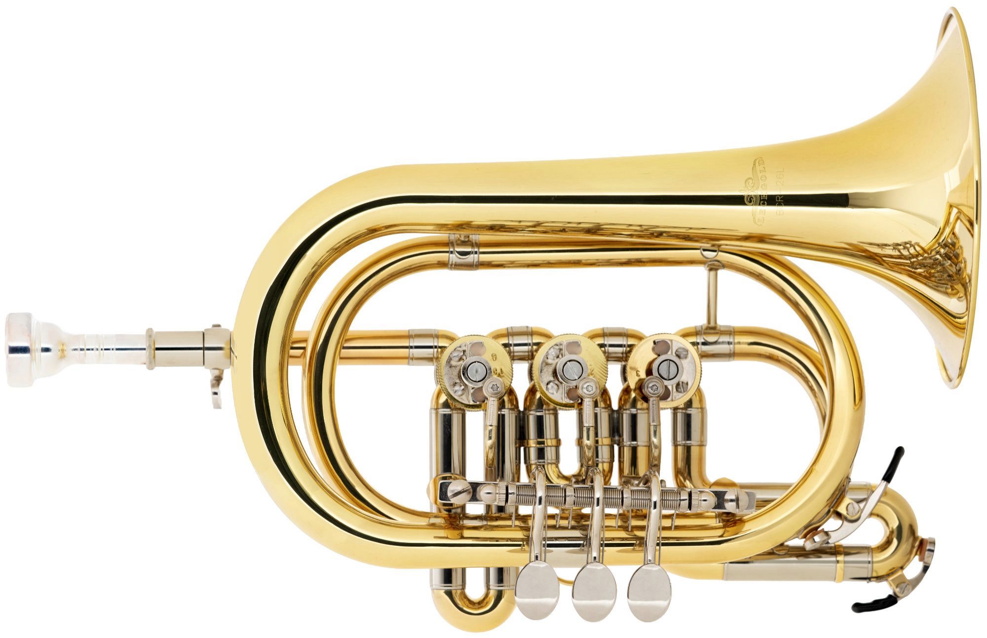 Lechgold Kornette BCR-26L Bb-Drehventilkornett - perfekt für Jungmusiker und unterwegs Drehventil, Ideales Instrument für Schüler (kompakt gebaut), Festival & Wandern