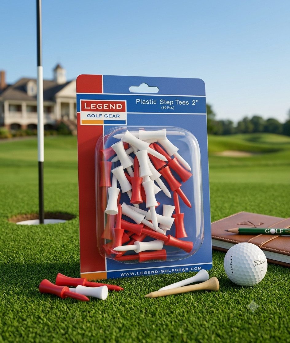 Legend Golf Gear Golftee Legend Golf Plastic Step Tees 2" 30 Stk Plastik Abstandtees Rot Weiss