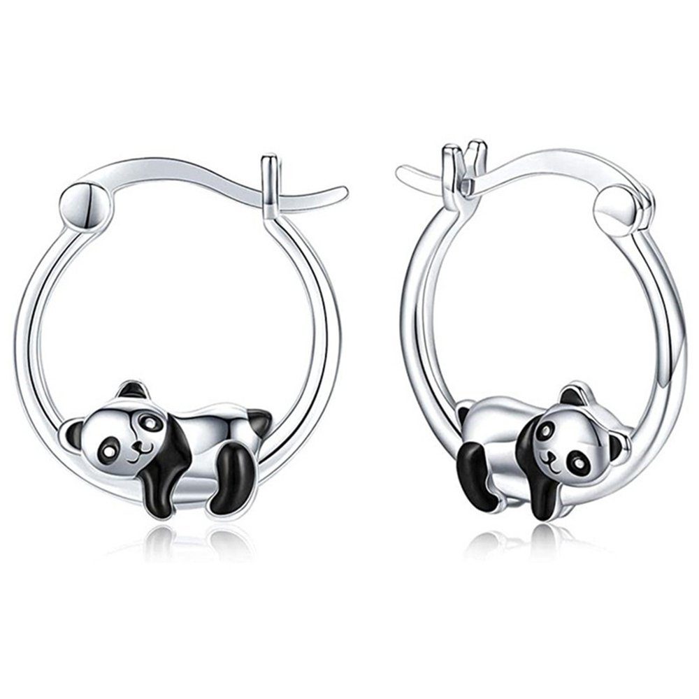 Panda-Ohrringe,Cartoon-Ohrringe Paar Creolen Ohrhänger Damen Haiaveng Mädchen, Schmuck Ohrringe Tier für