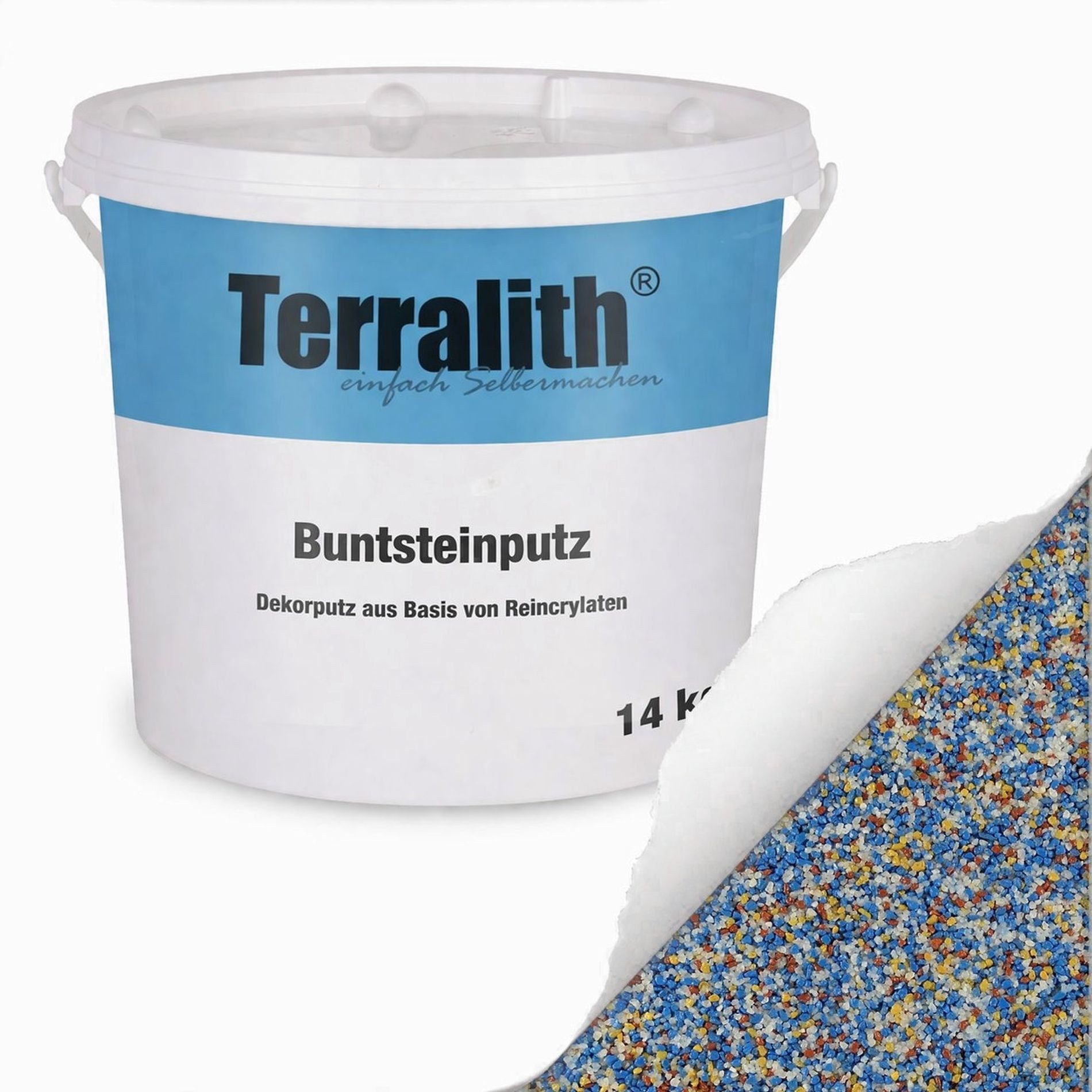 Terralith® Kunstharzputz Buntsteinputz Mosaikputz 2mm -14 kg- BSP138 (Eimer, Verarbeitungsfertig) Dekorationsputz aus Marmor-Granulat bzw. eingefärbter Körnung