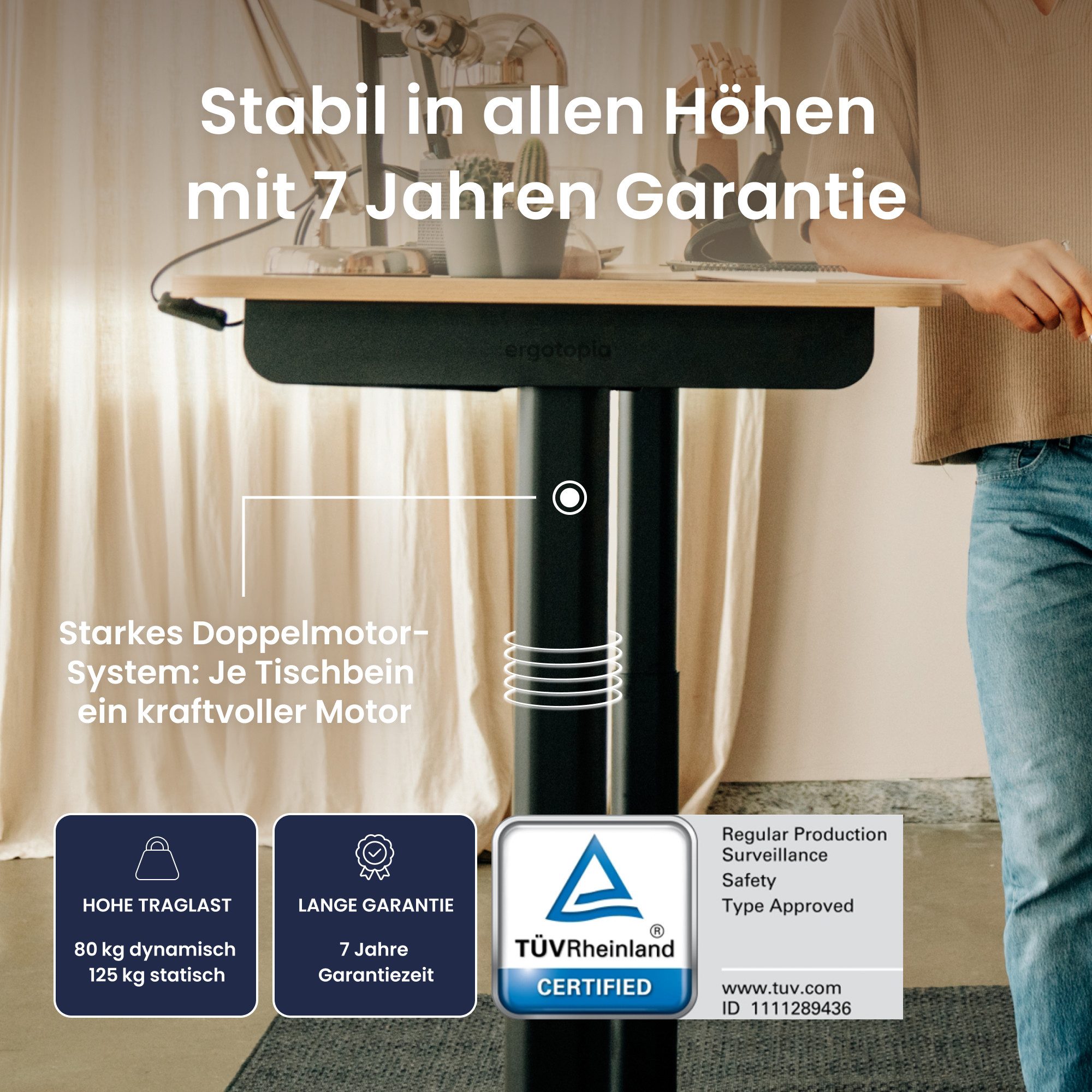 Ergotopia Schreibtisch Desktopia One (elektrisch höhenverstellbarer Schreib günstig online kaufen