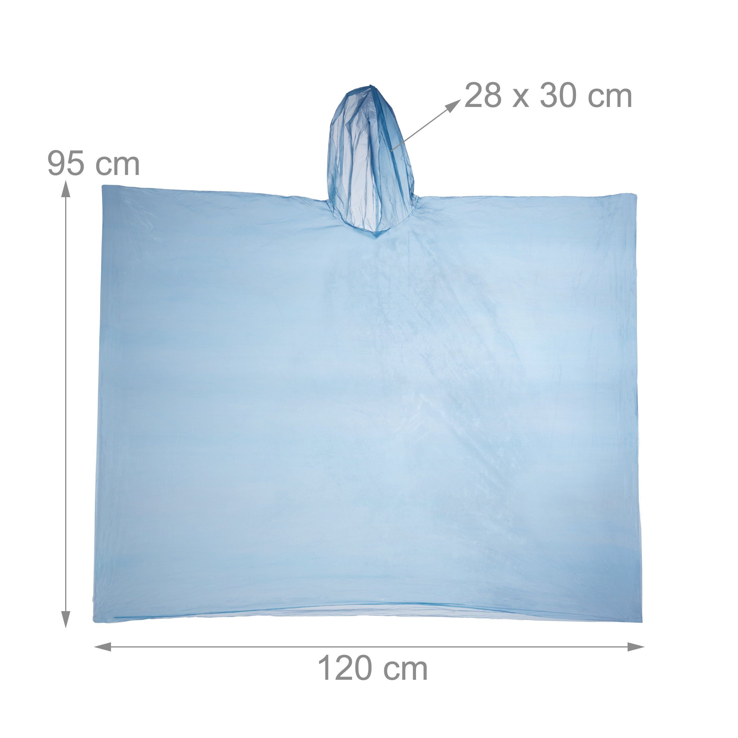 relaxdays Regenponcho Einweg Regenponcho 10er Set (10-St) blau – Bild 4 von 5
