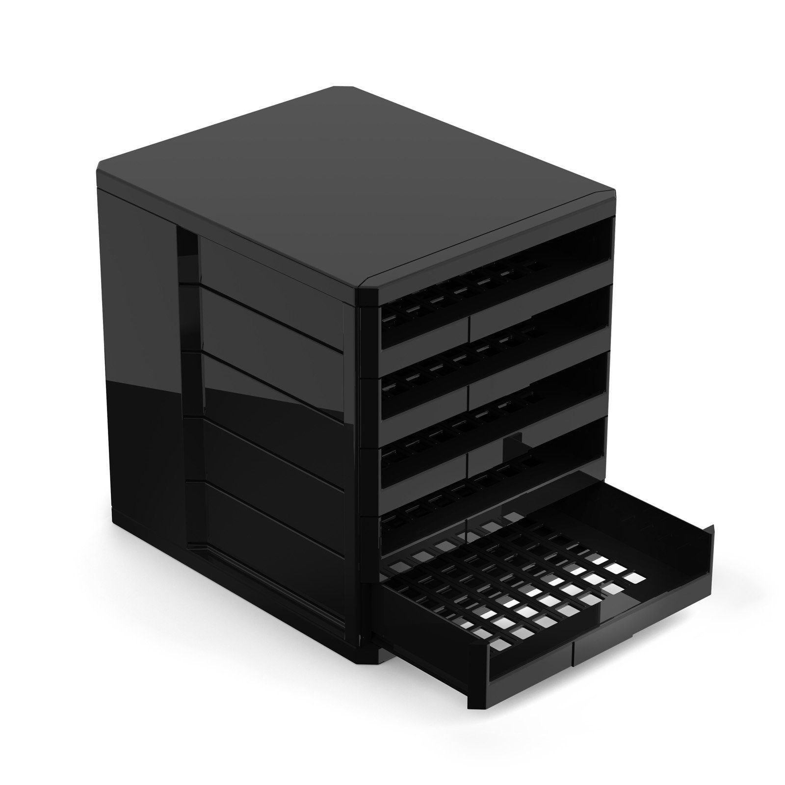 mm Kunststoff, x schwarz Büroablage Schubladenbox, mit Aufbewahrungssystem 320 SO-TECH® ausziehbaren Ablagen 5 x 330 275