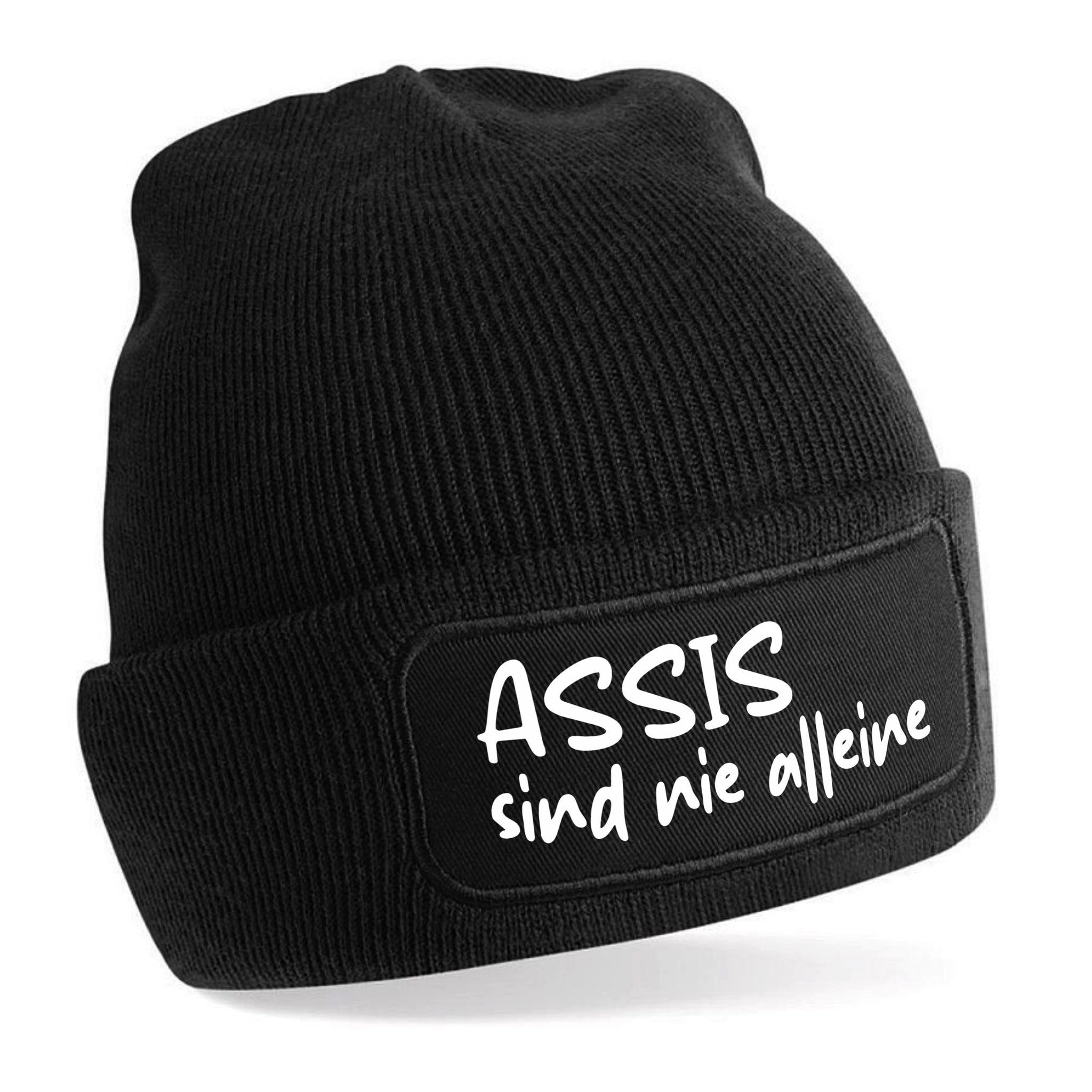 Herzbotschaft Beanie Strickmütze mit Spruch ASSIS sind nie alleine (Skimütze)