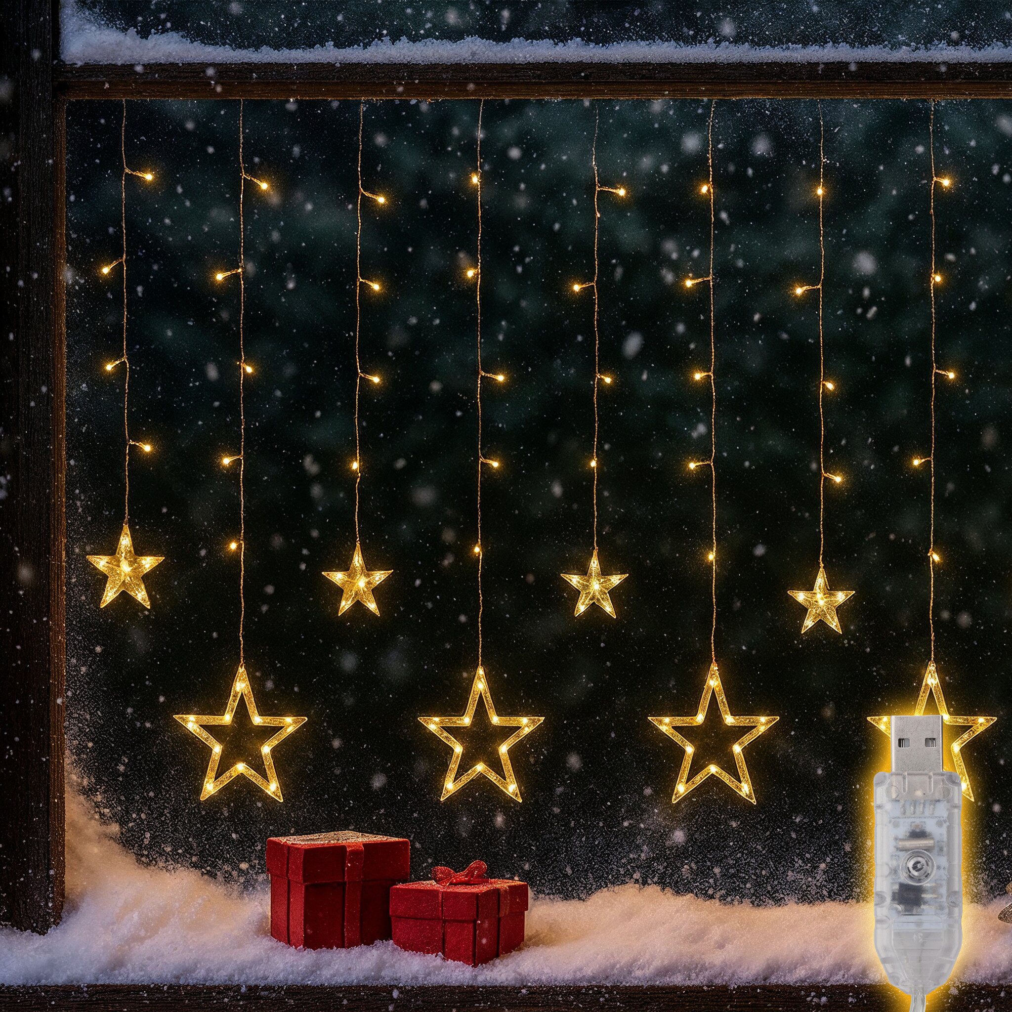 Salcar LED-Lichterkette LED Sterne 2m 160 LED Lichtervorhang Weihnachten Li günstig online kaufen