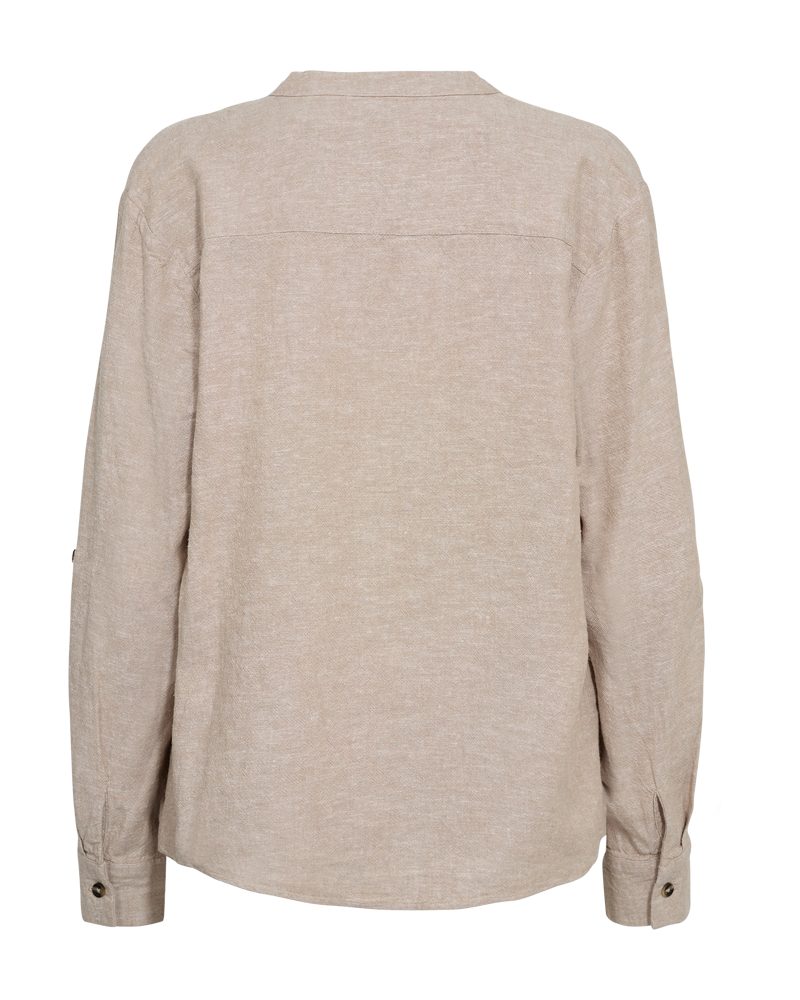FREEQUENT Langarmbluse FQLAVA-SHIRT Leinenmix, mit V-Ausschnitt geschlitzt günstig online kaufen