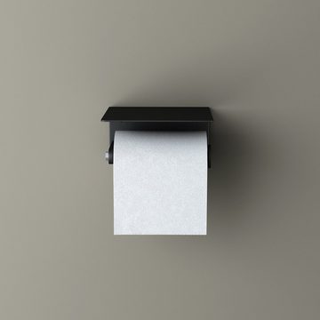 doporro Toilettenpapierhalter doporro WC-Papierhalter Schwarz matt aus Edelstahl Papierrollenhalter mit Ablage Wandmontage